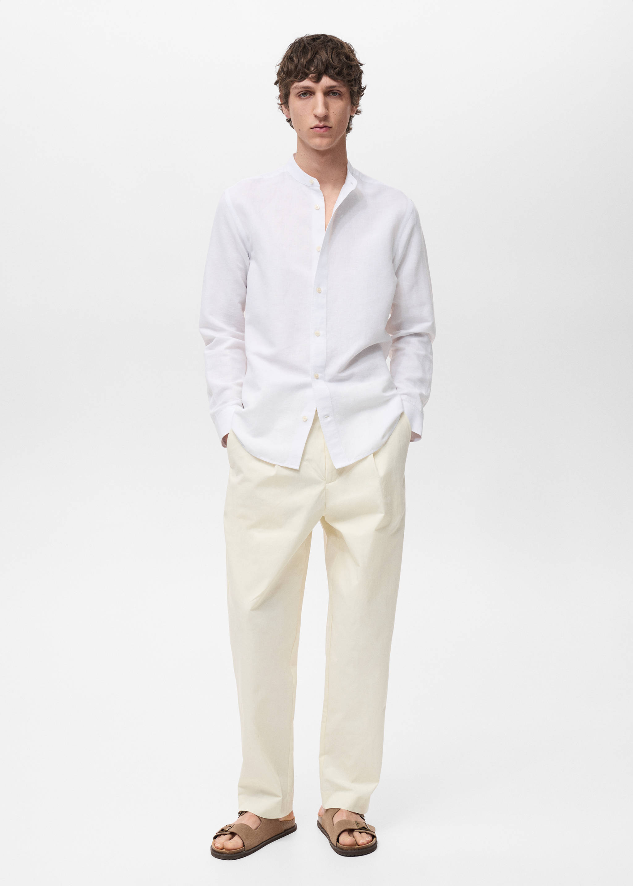 Mao collar linen shirt - General plane