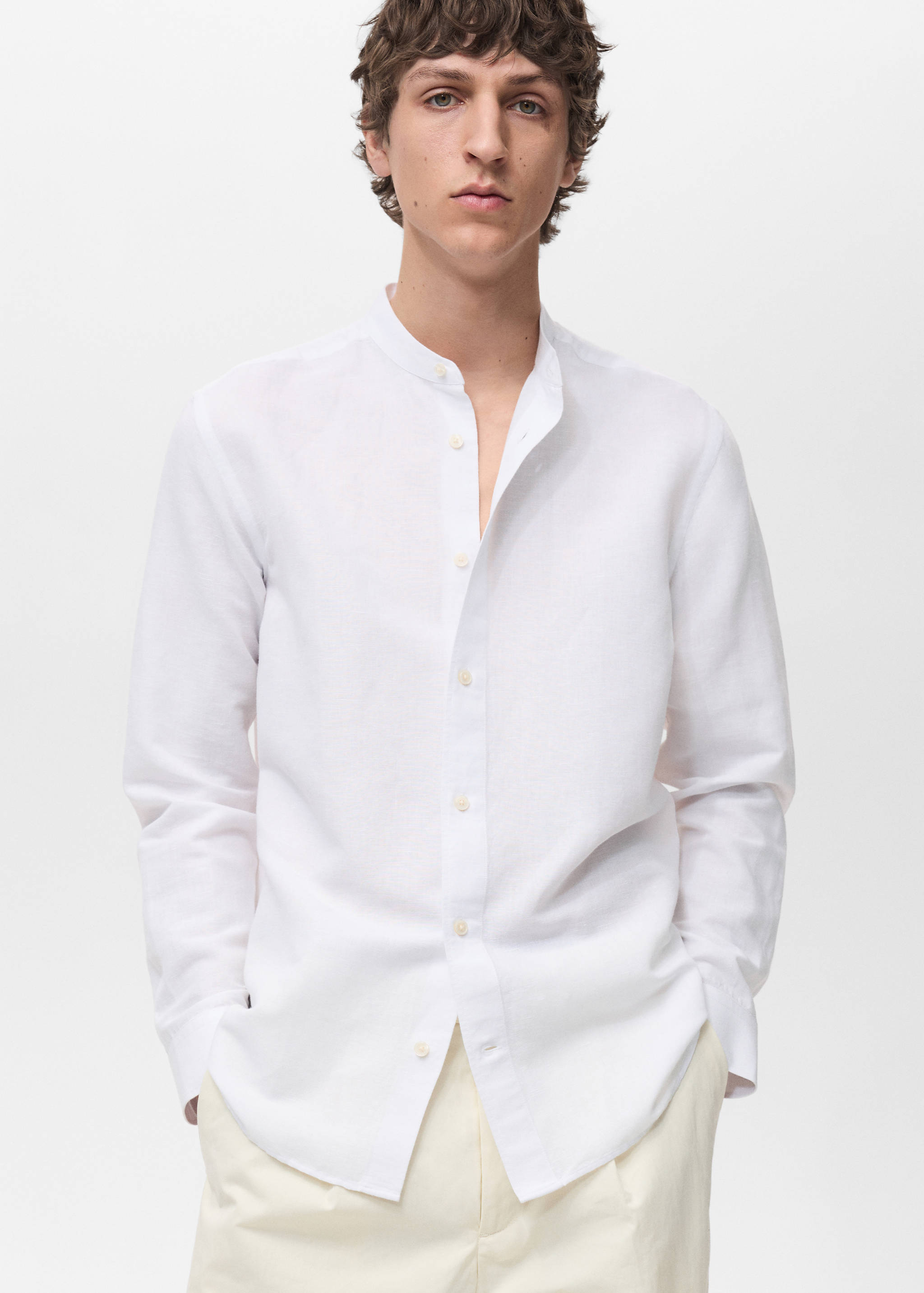 Mao collar linen shirt - Medium plane