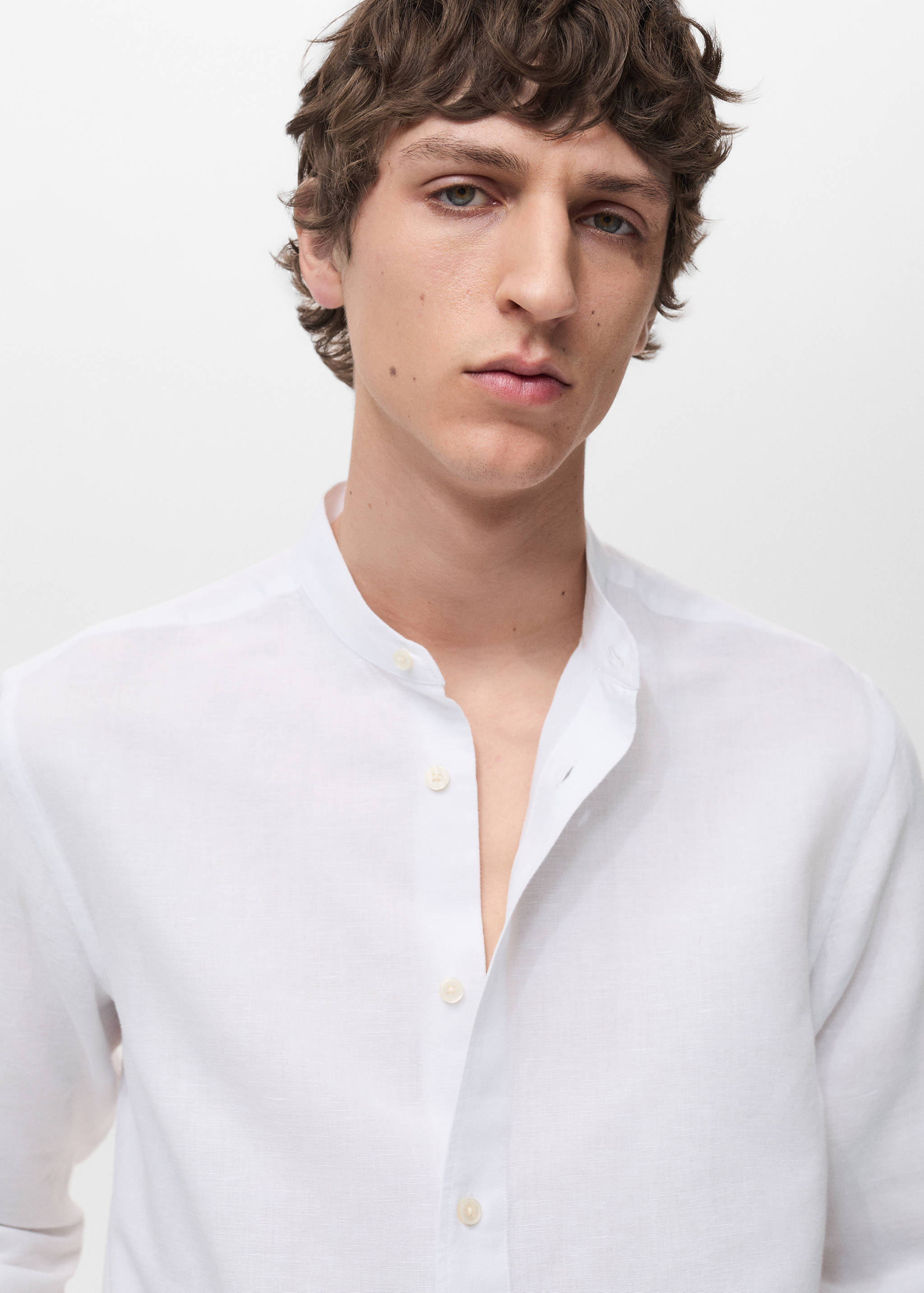 Mao collar linen shirt - Details of the article 1