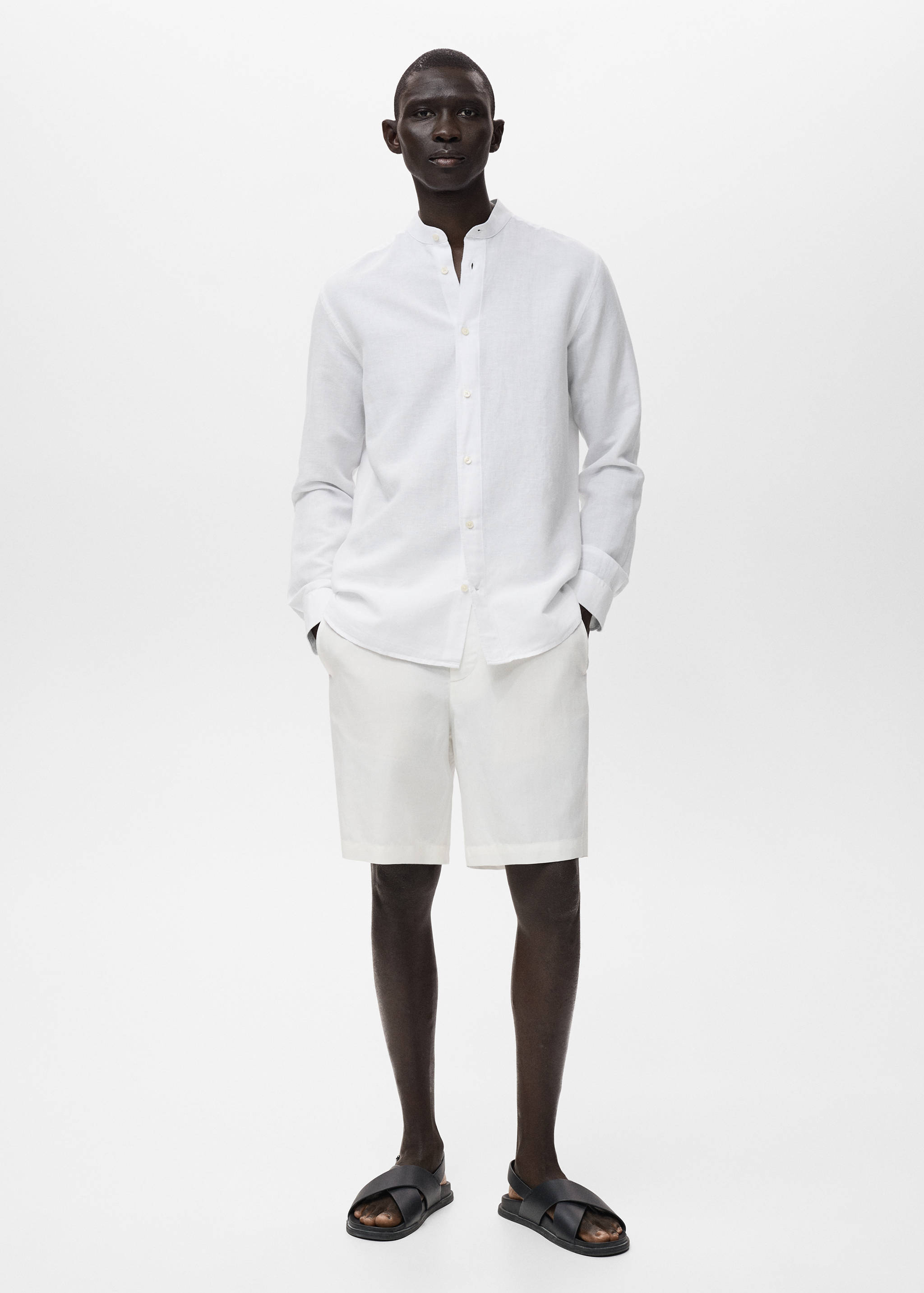 Mao collar linen shirt - General plane