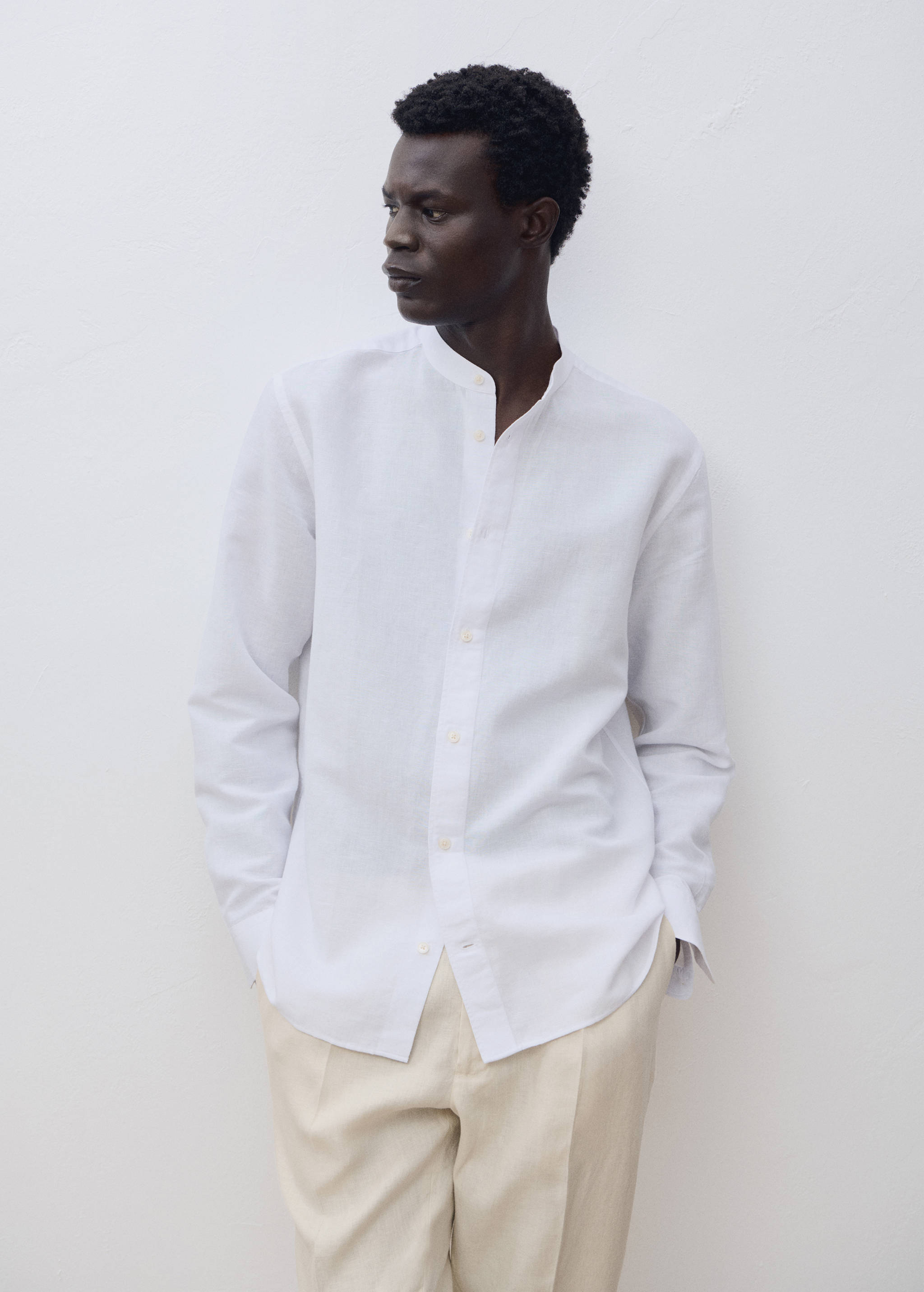 Mao collar linen shirt - Details of the article 3