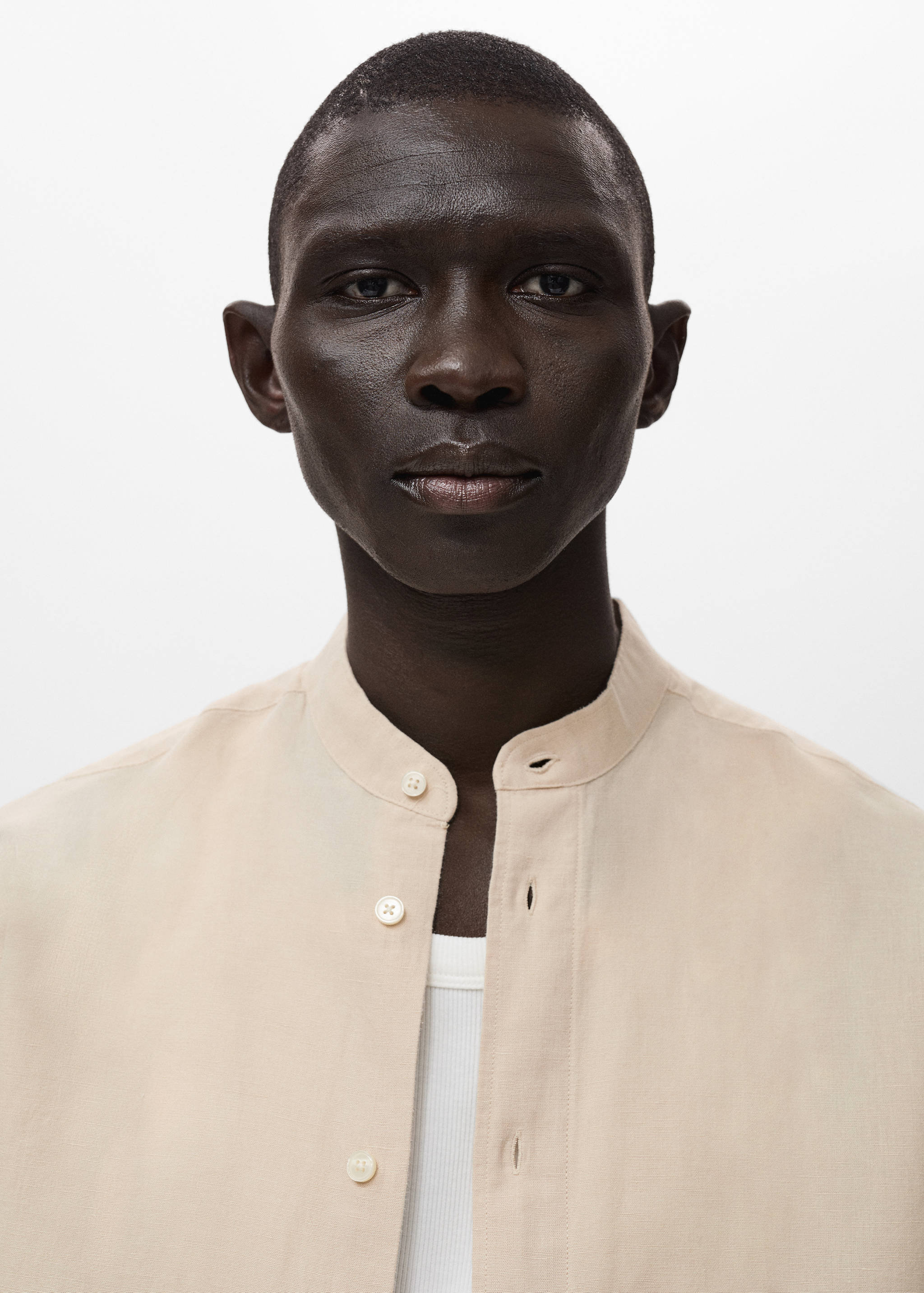 Mao collar linen shirt - Details of the article 1