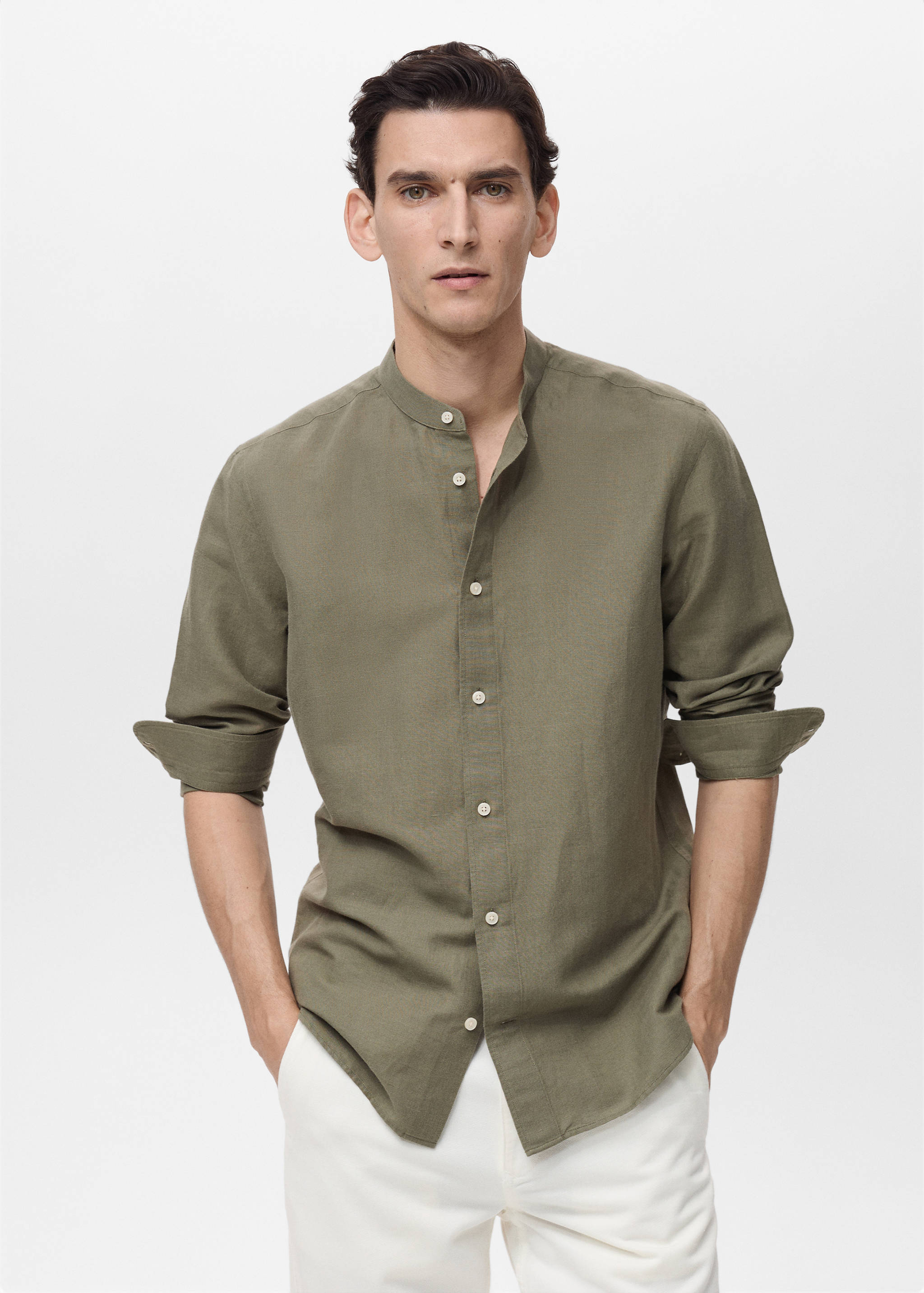 Mao collar linen shirt - Medium plane