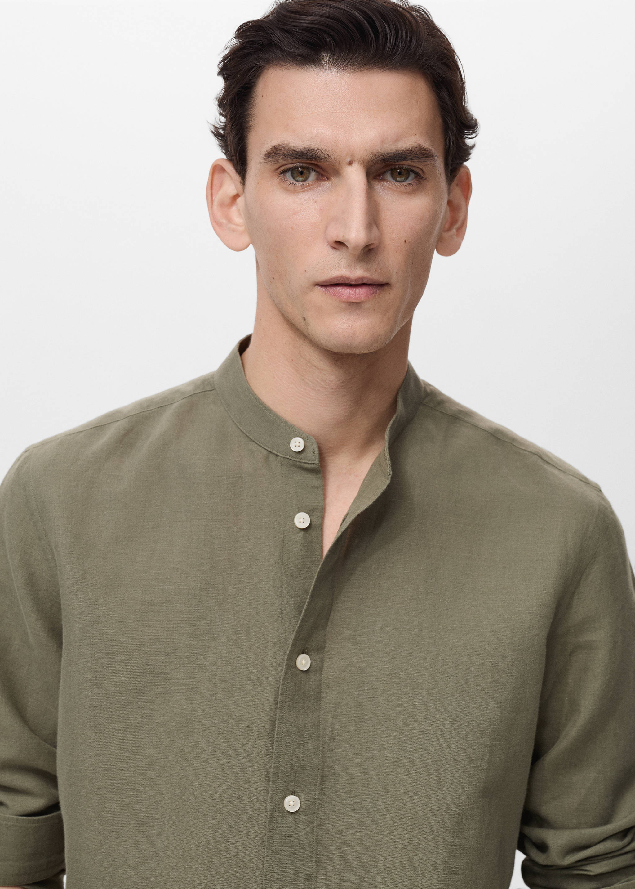 Mao collar linen shirt - Details of the article 1