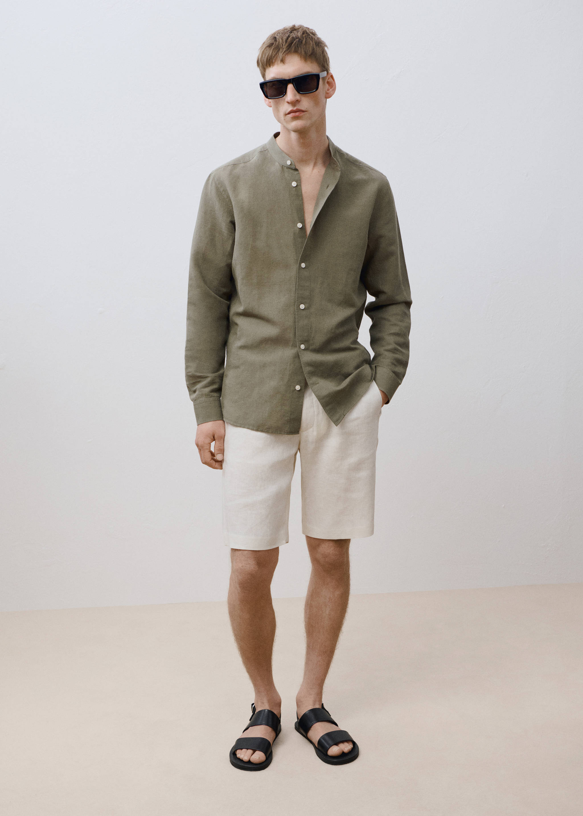 Mao collar linen shirt - Details of the article 5