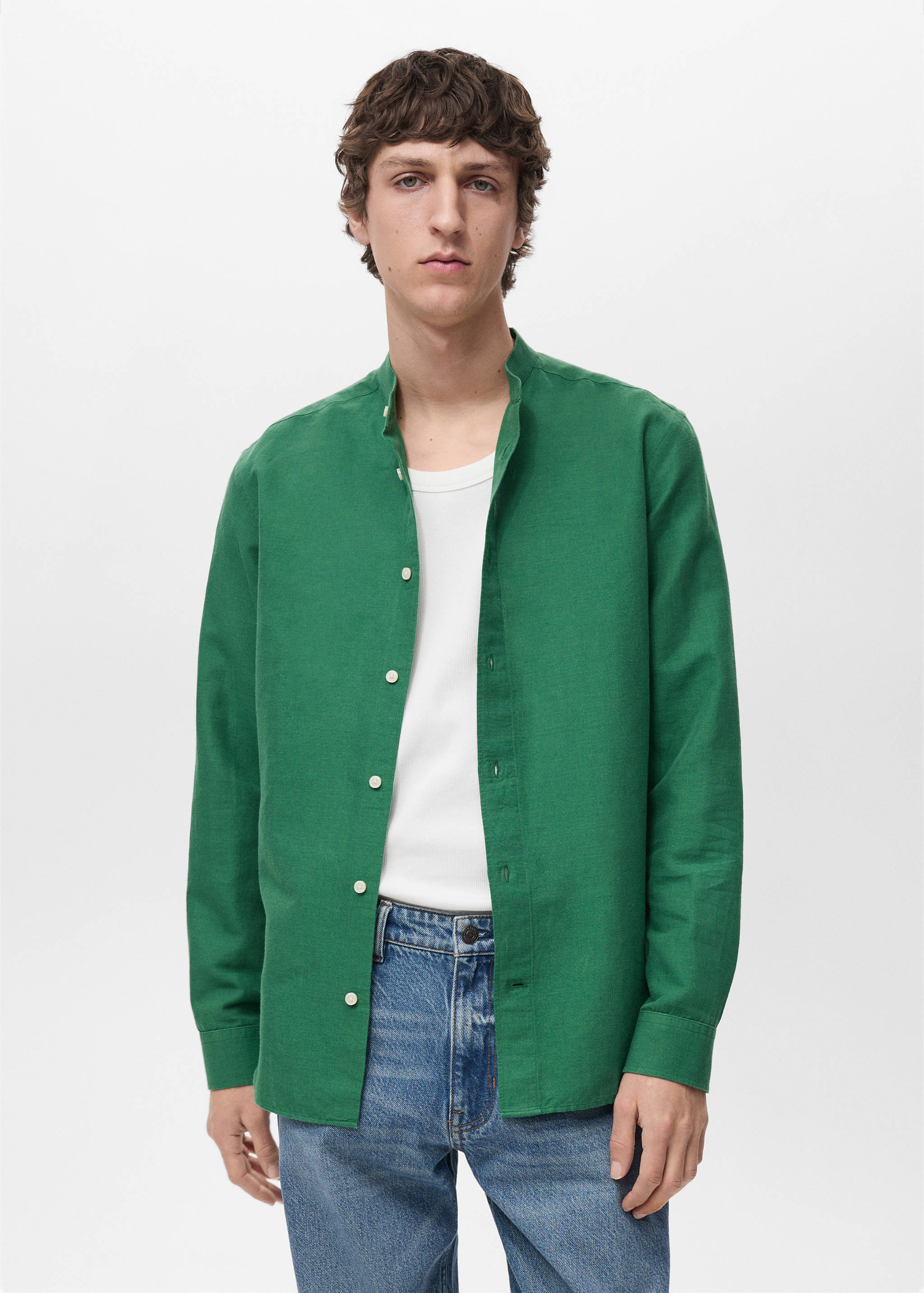 Mao collar linen shirt - Medium plane