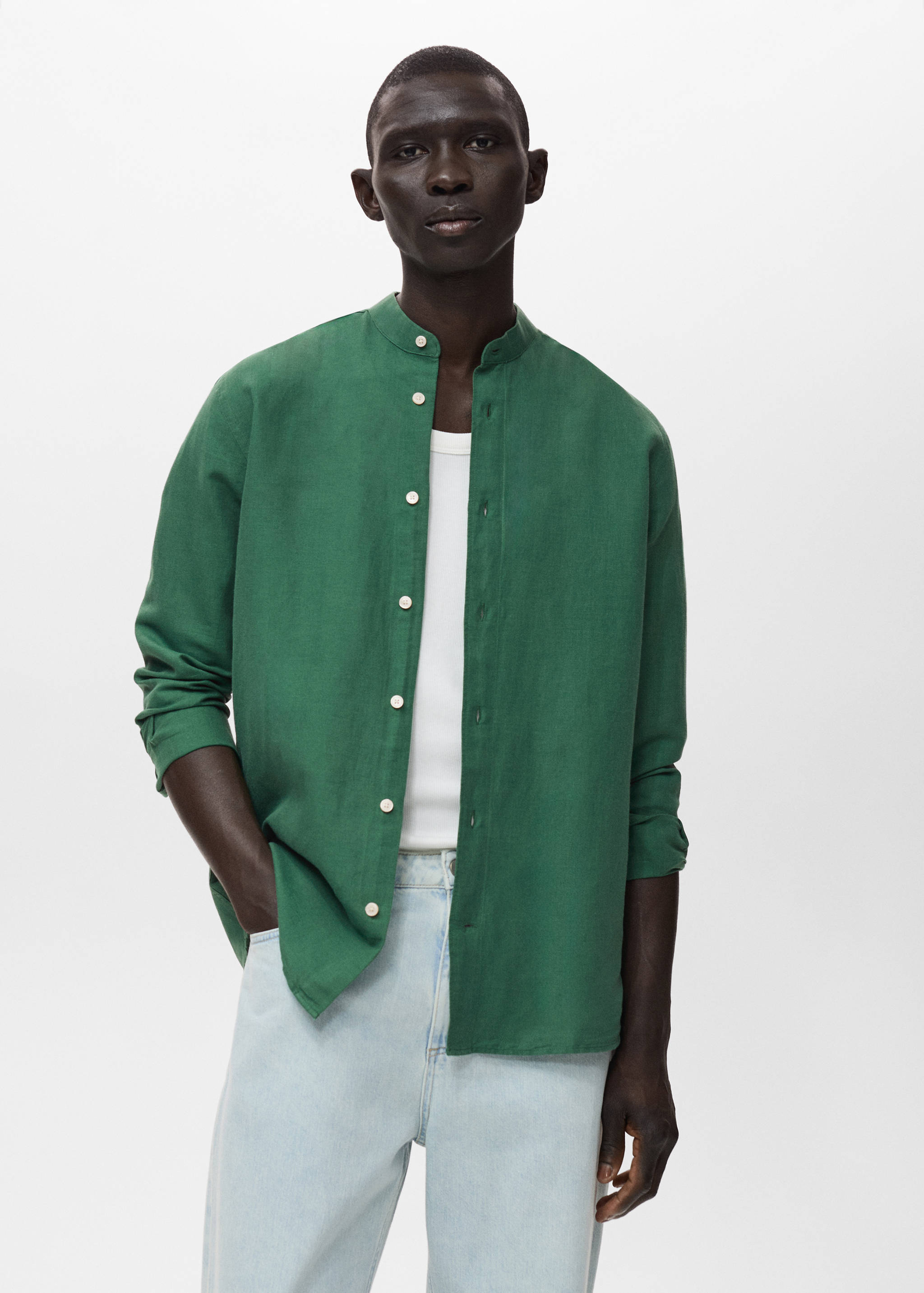 Mao collar linen shirt - Medium plane