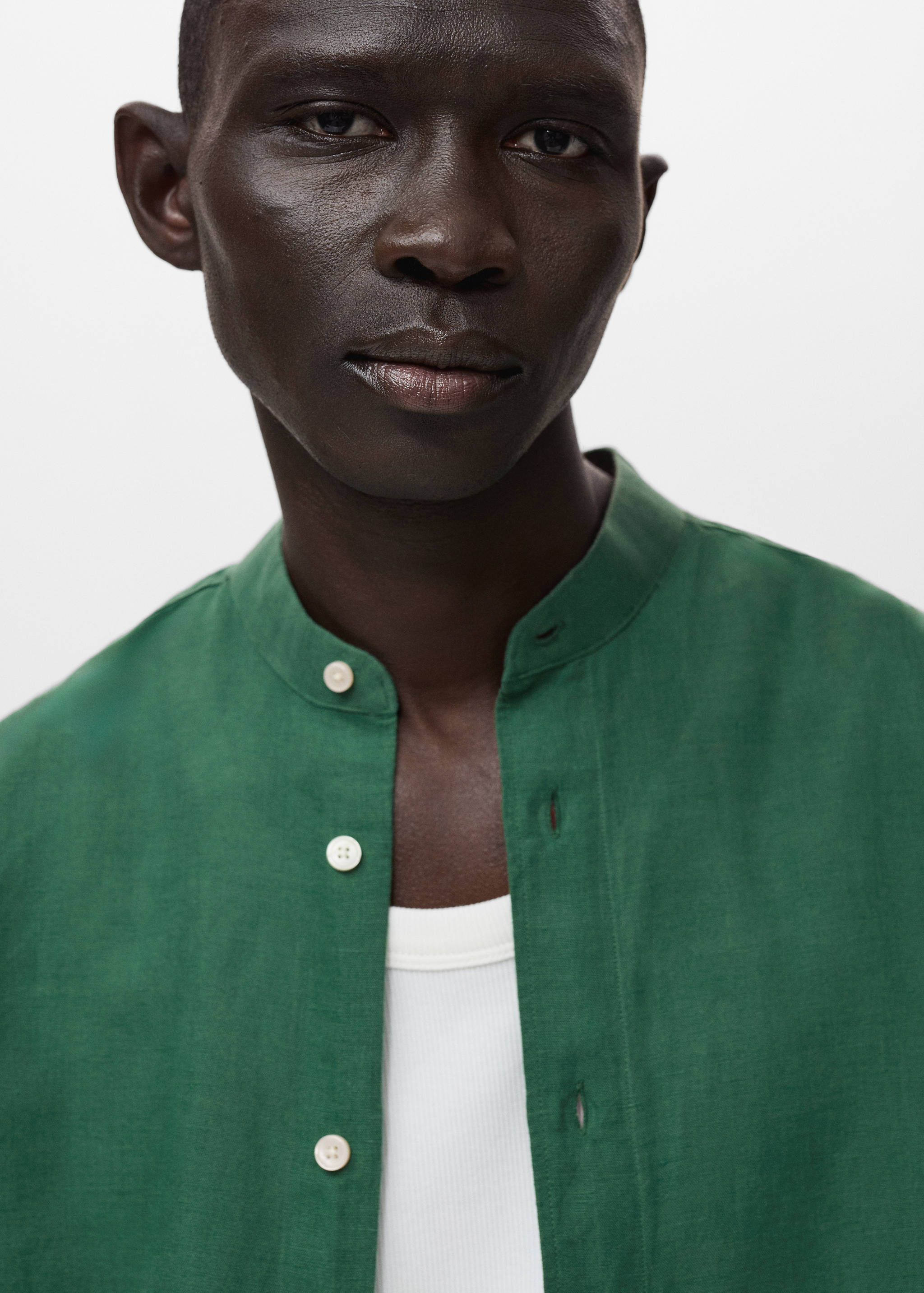 Mao collar linen shirt - Details of the article 1