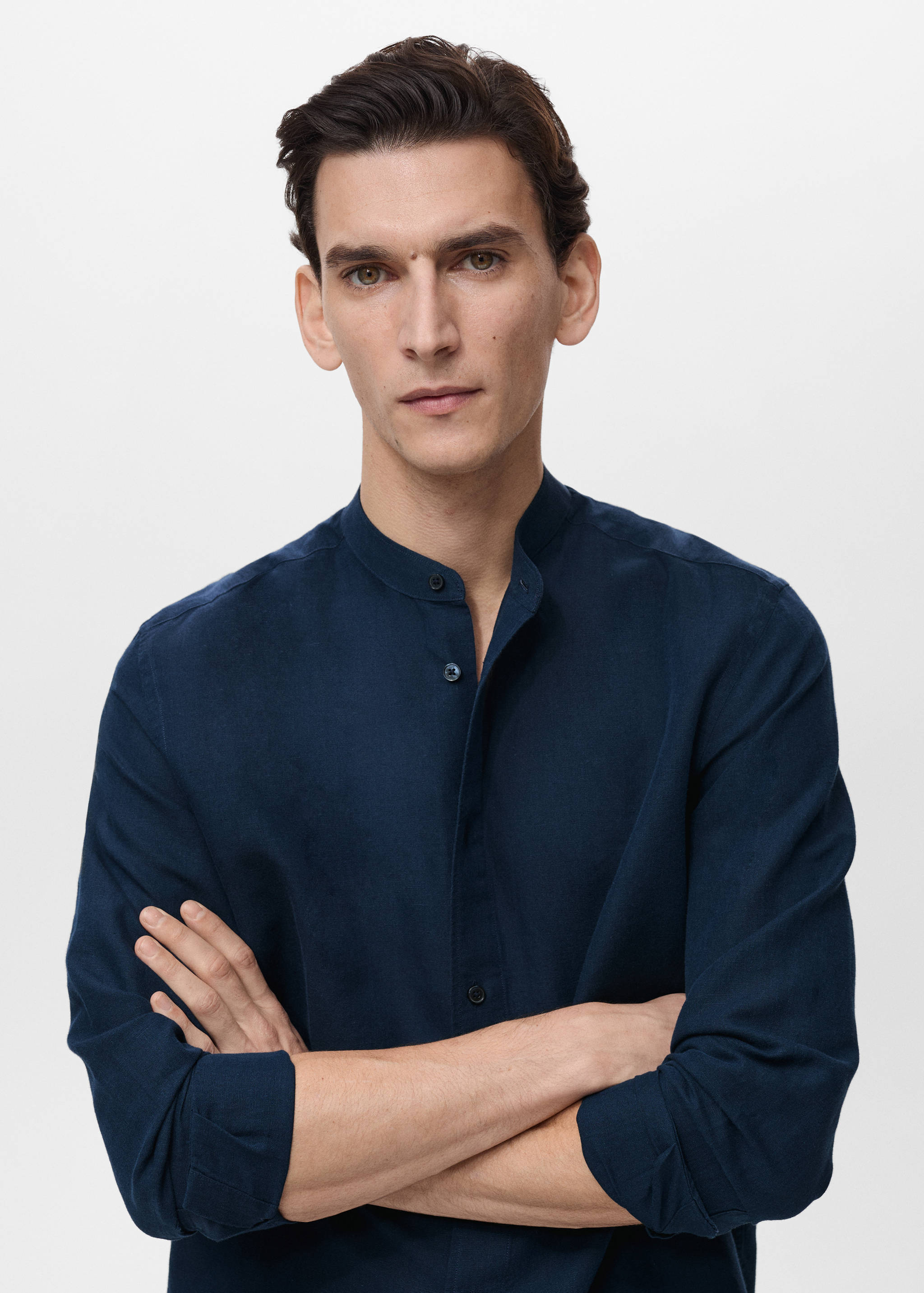 Mao collar linen shirt - Details of the article 1