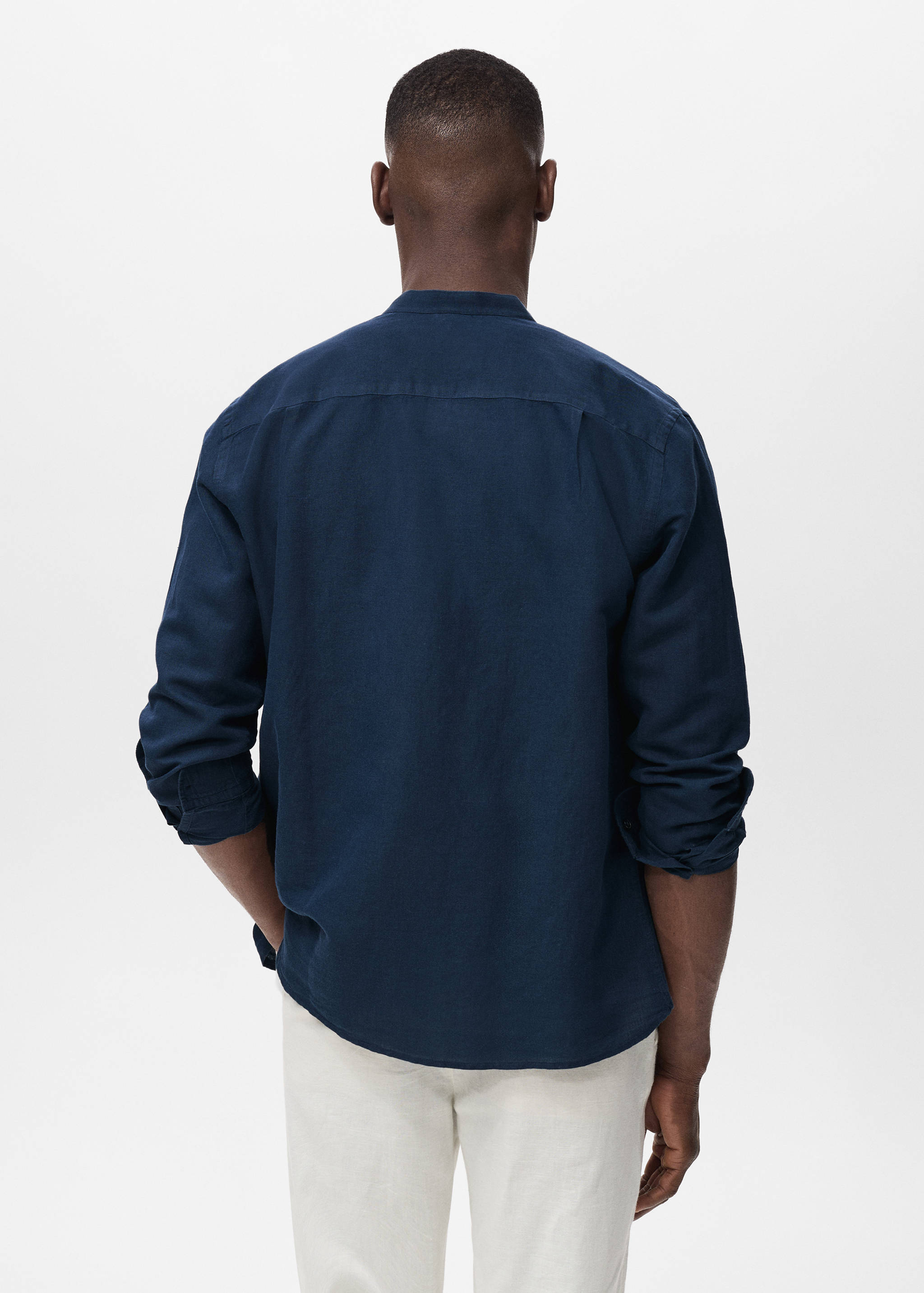 Mao collar linen shirt - Reverse of the article