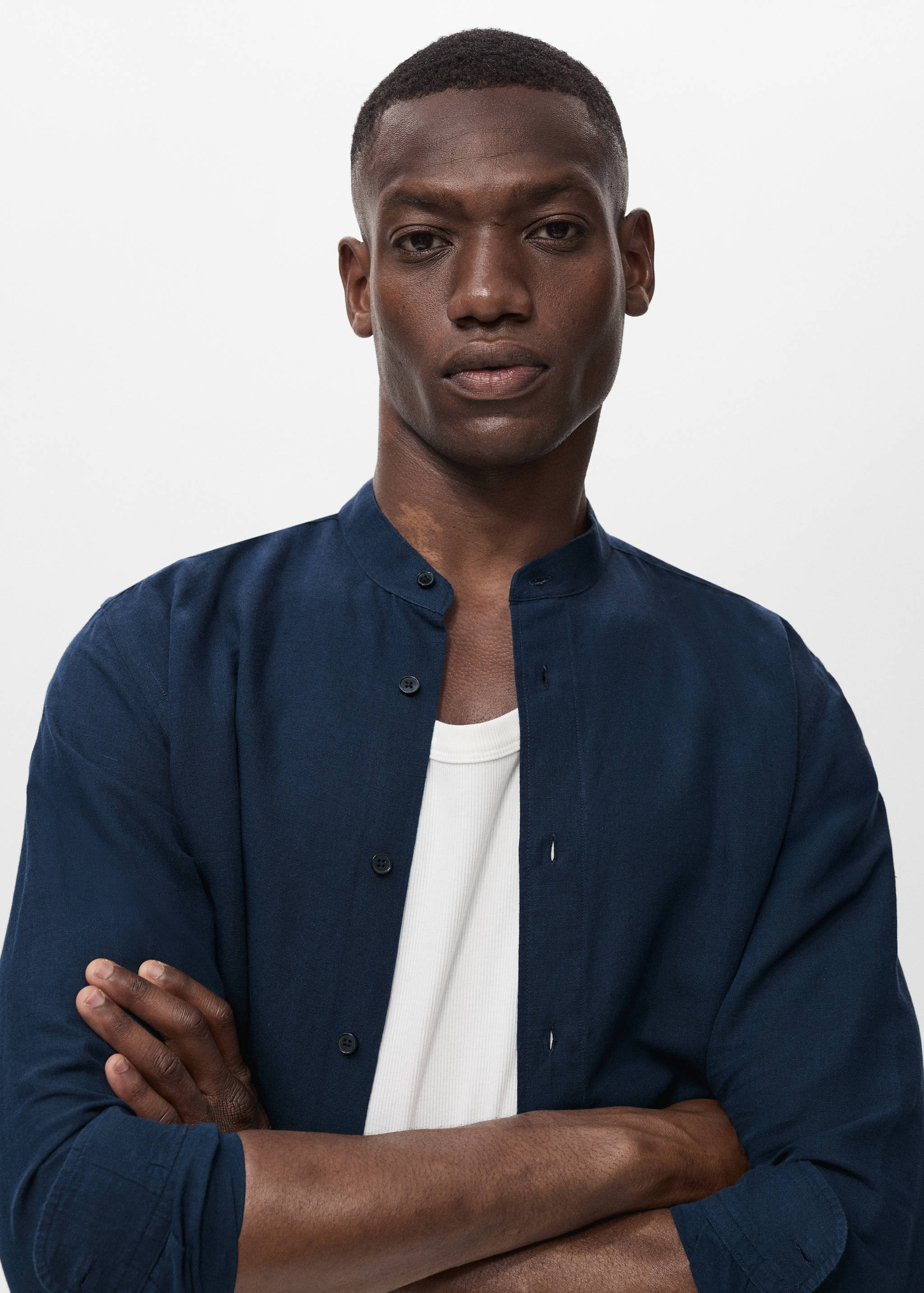 Mao collar linen shirt - Details of the article 1