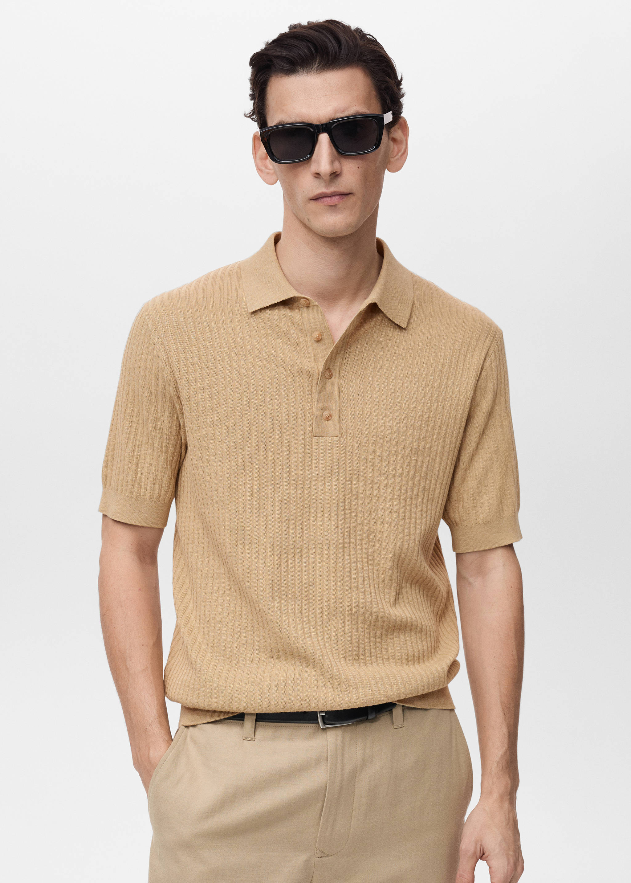 Rib-knit cotton-blend polo shirt - Medium plane