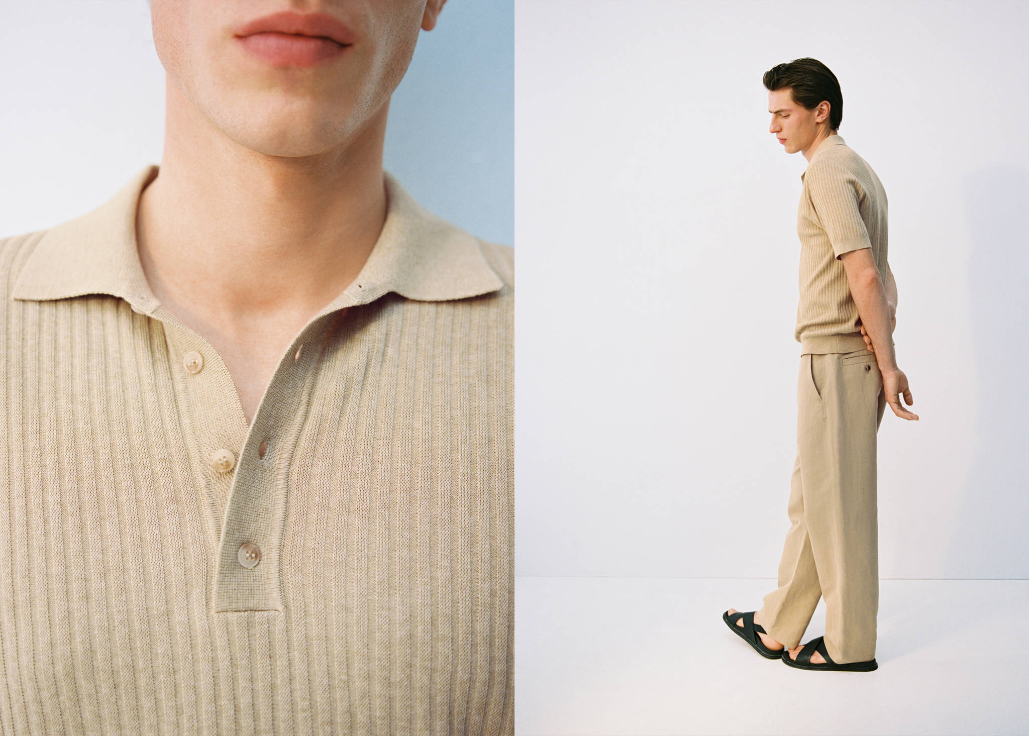 Rib-knit cotton-blend polo shirt - Panoramic plane