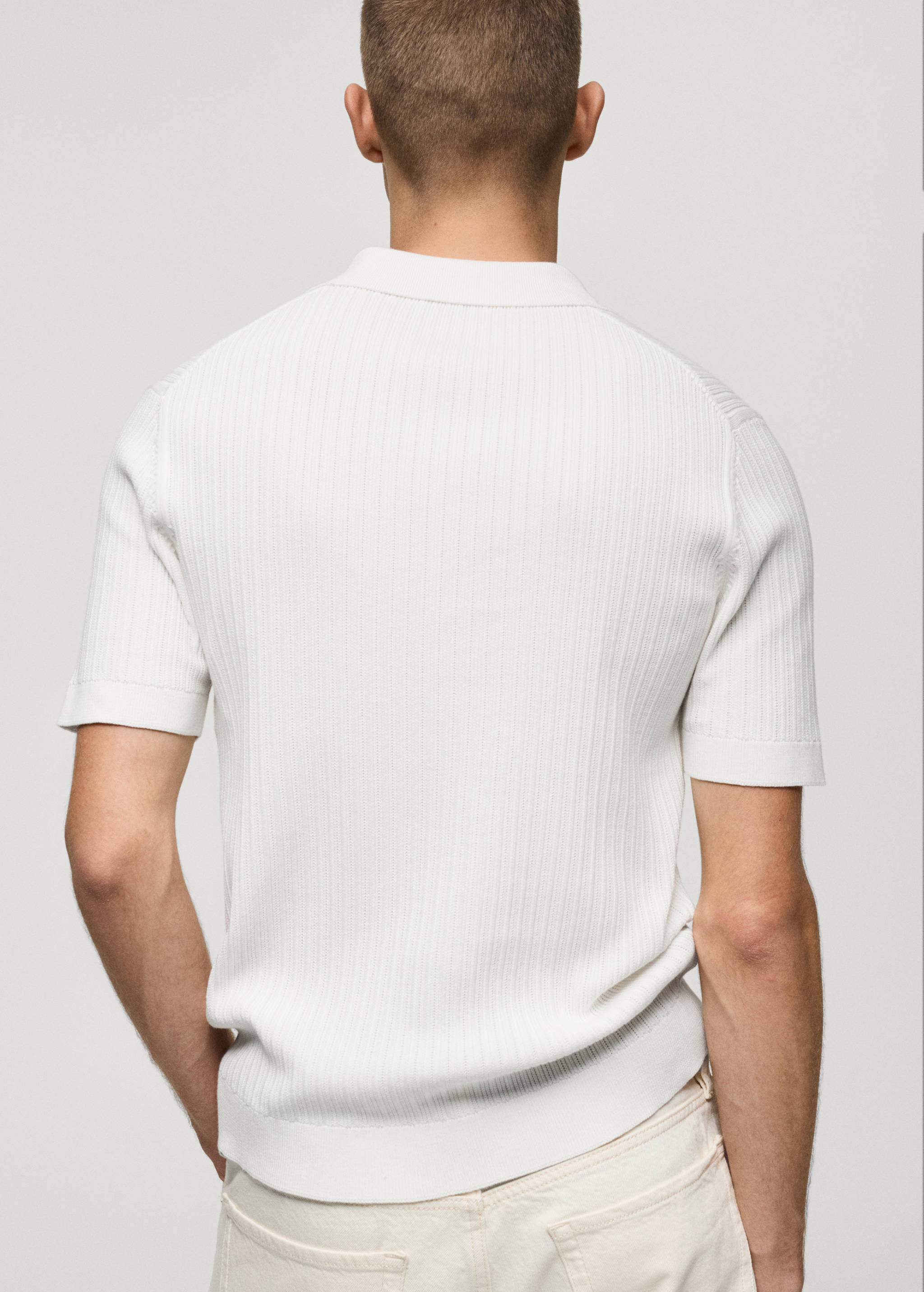 Fine-knit ribbed cotton polo shirt - Reverse of the article