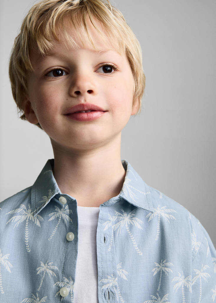 Palm tree print cotton shirt — Blue