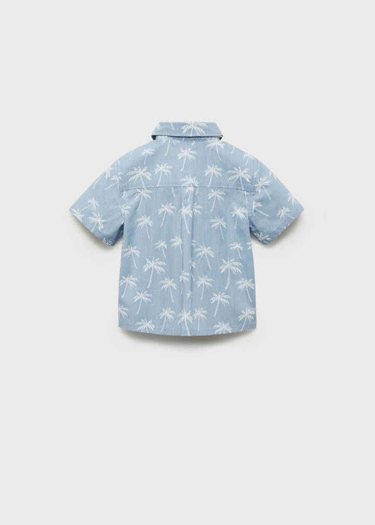 Palm tree print cotton shirt — Blue