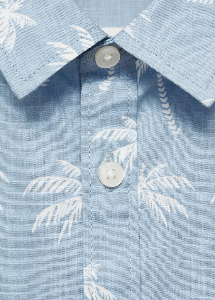 Palm tree print cotton shirt — Blue