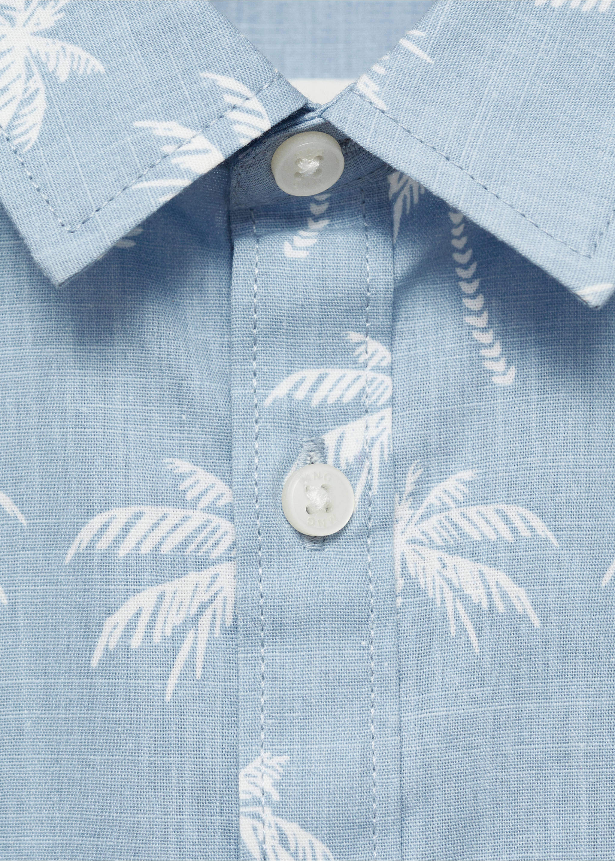 Camisa algodón estampado palmeras - Detalle del artículo 8, Azul. Ref: 87035940-00.