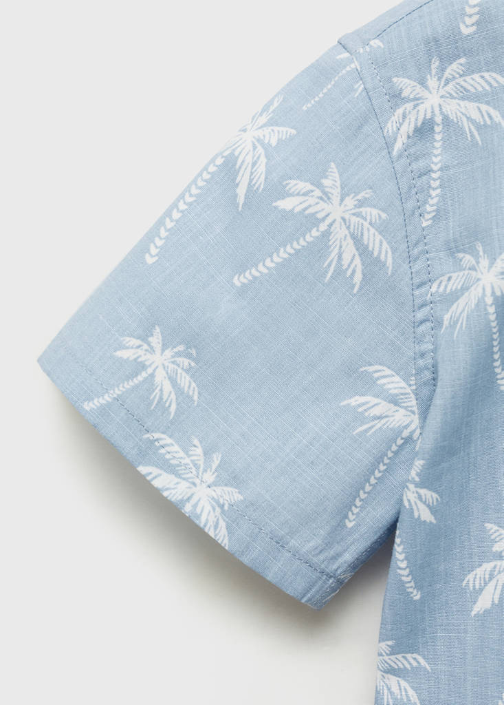 Palm tree print cotton shirt — Blue