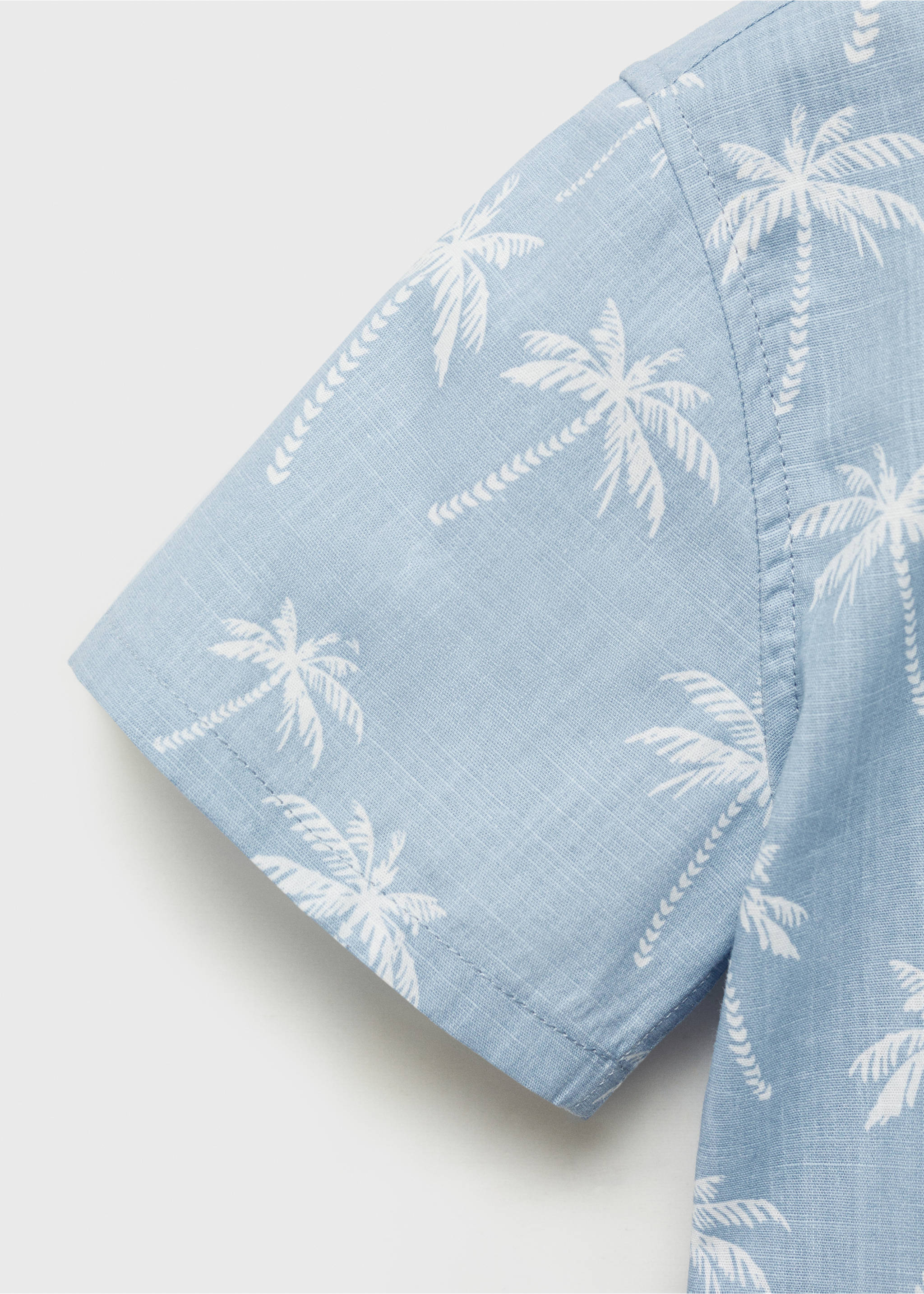 Camisa algodón estampado palmeras - Detalle del artículo 0, Azul. Ref: 87035940-00.