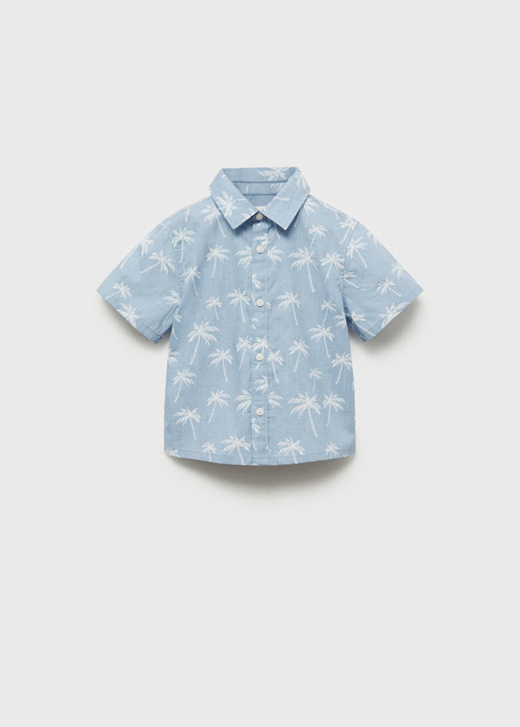 Palm tree print cotton shirt — Blue