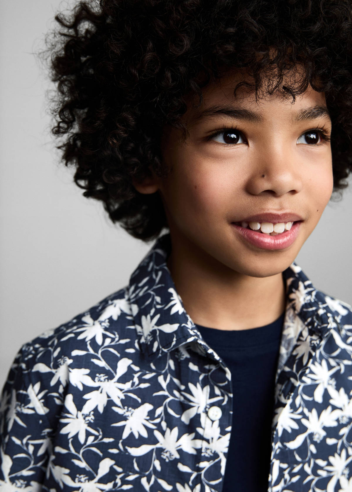 Tropical print shirt — Dark Navy