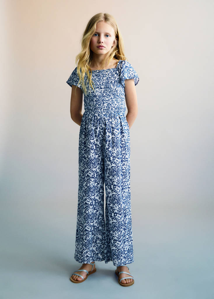 MANGO KIDS - Combinaison imprimée bleu marine foncé - 6 - Fille