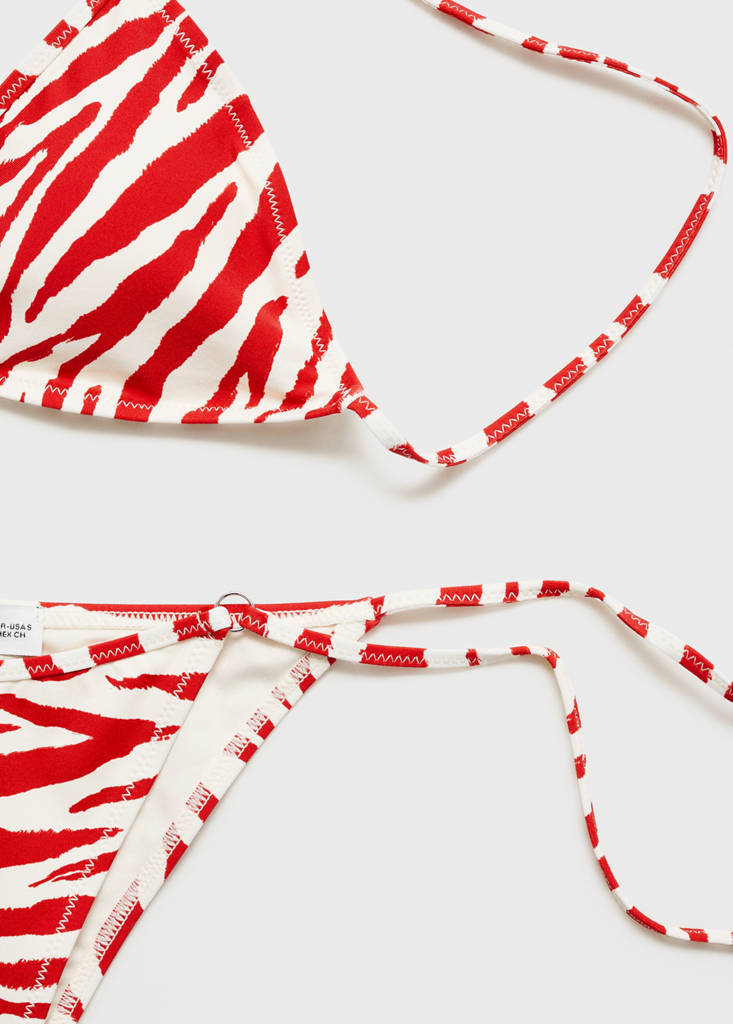 Zebra bikini bottom with bows — Red