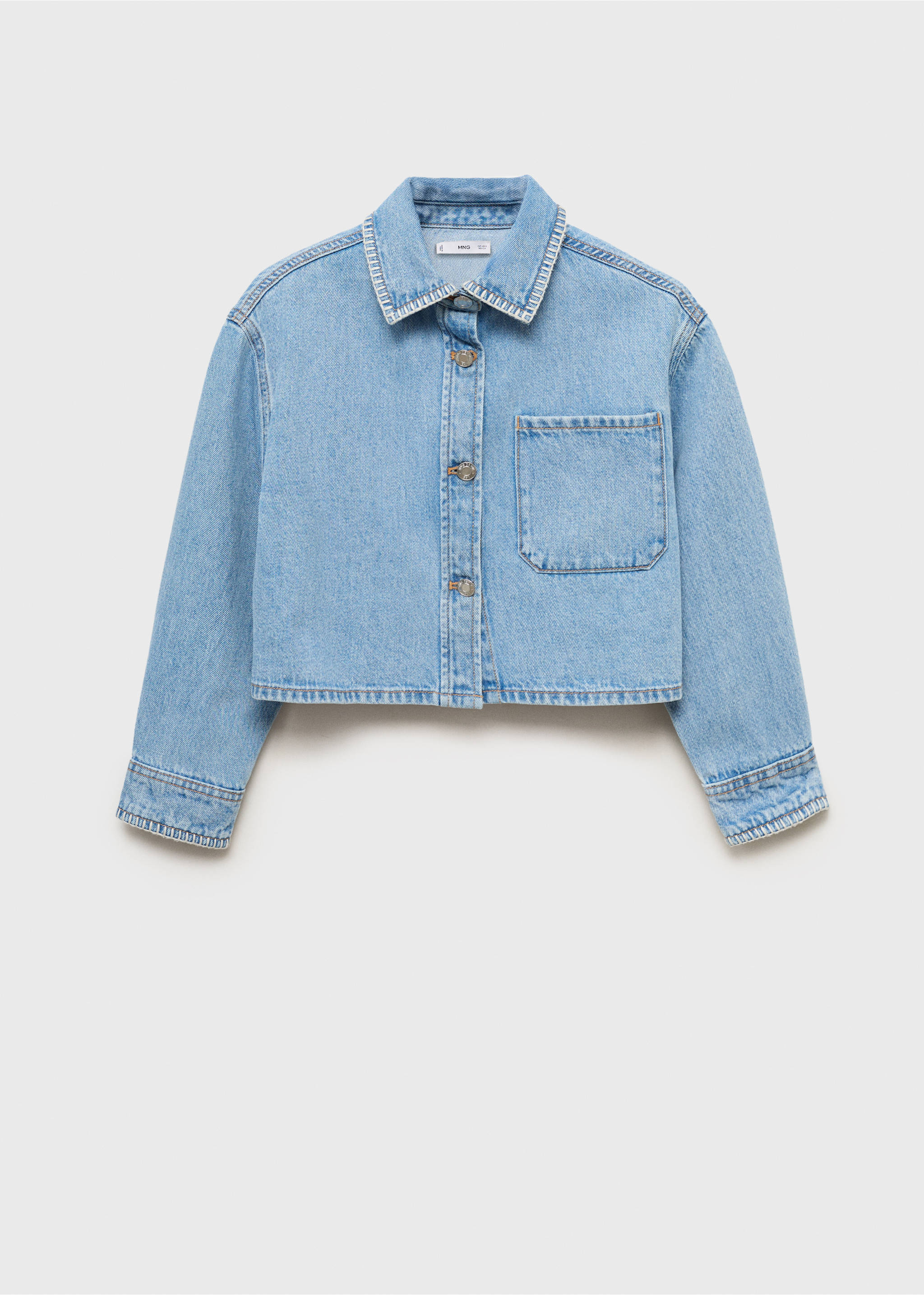 Cropped denim jacket - Article without model, Medium Blue. Ref: 87035949-00.