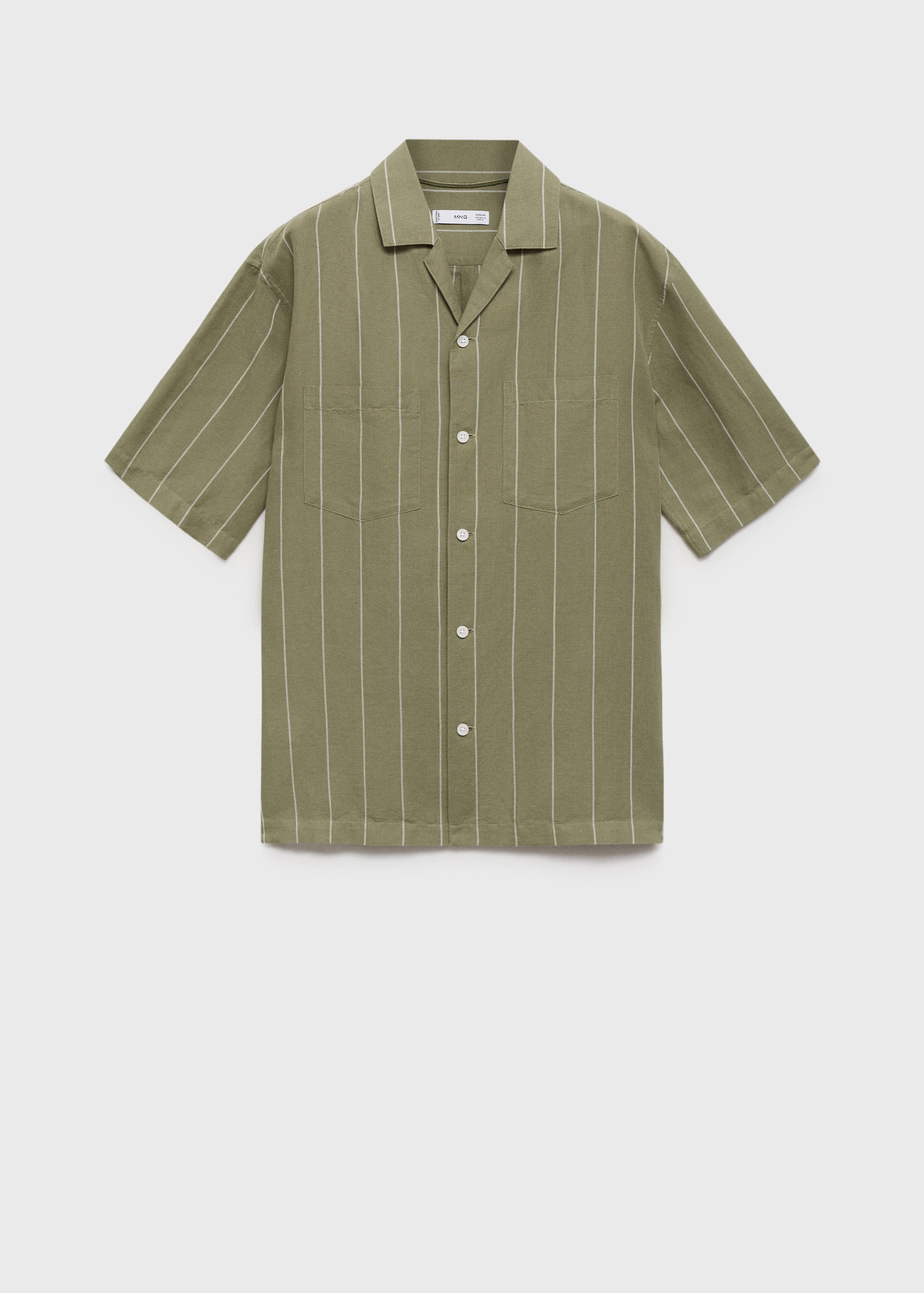 Linen bowling shirt with pinstripes - Article without model