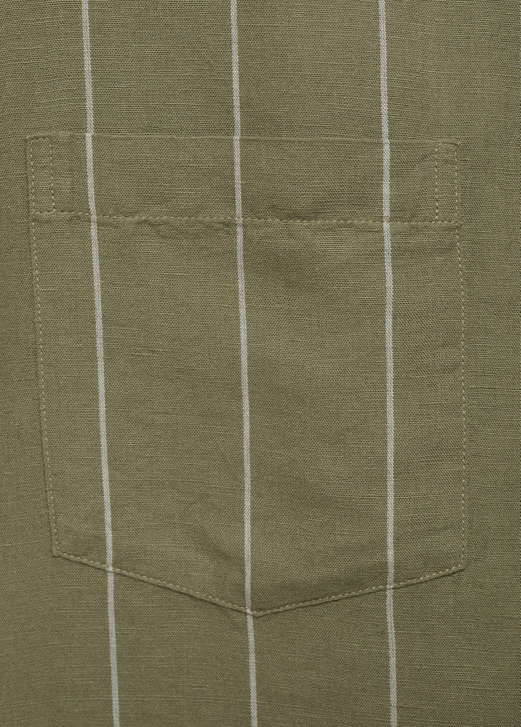 Linen bowling shirt with pinstripes — Green
