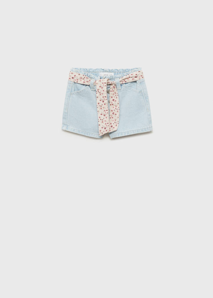 MANGO KIDS - Short en jean ceinture bleu clair - 12-18 mois - Bébé fille