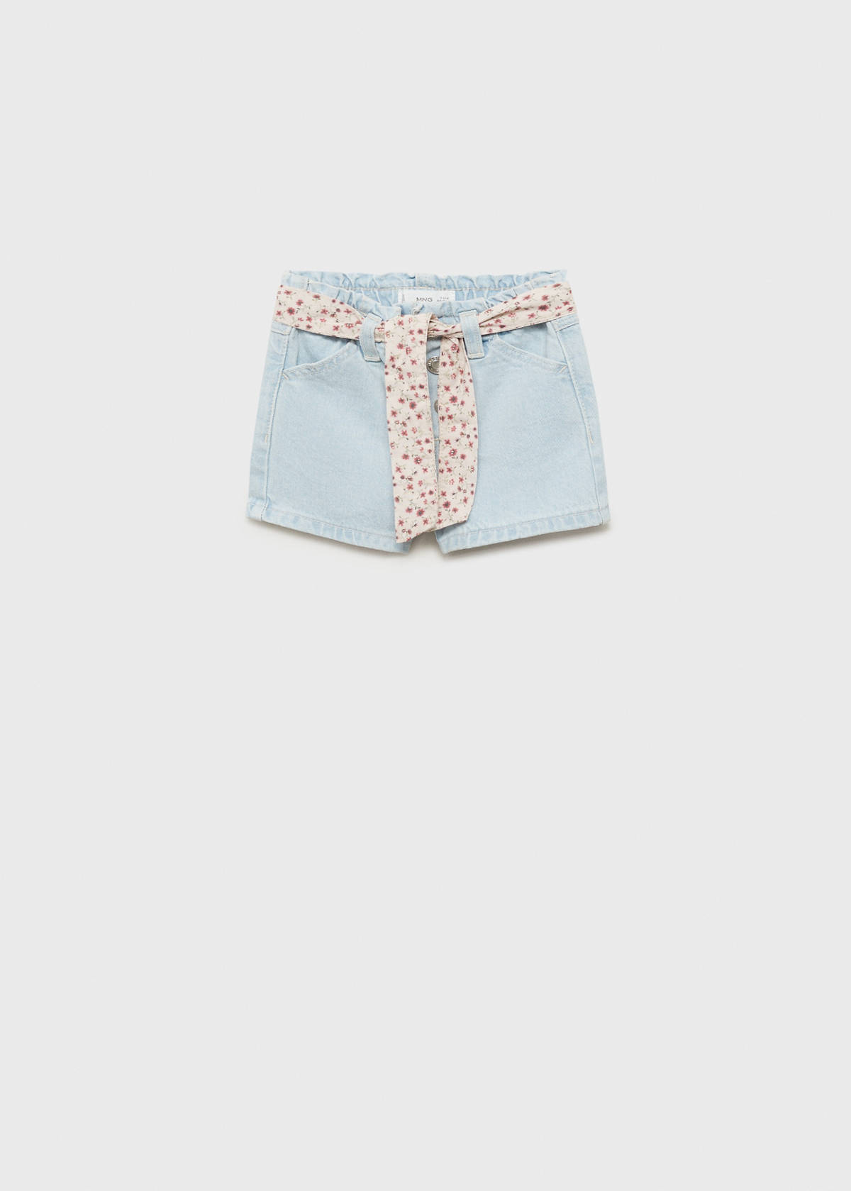 Denim shorts with belt — Light Blue