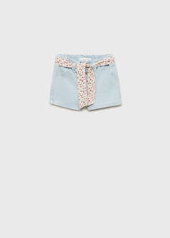 Denim shorts with belt — Light Blue 2
