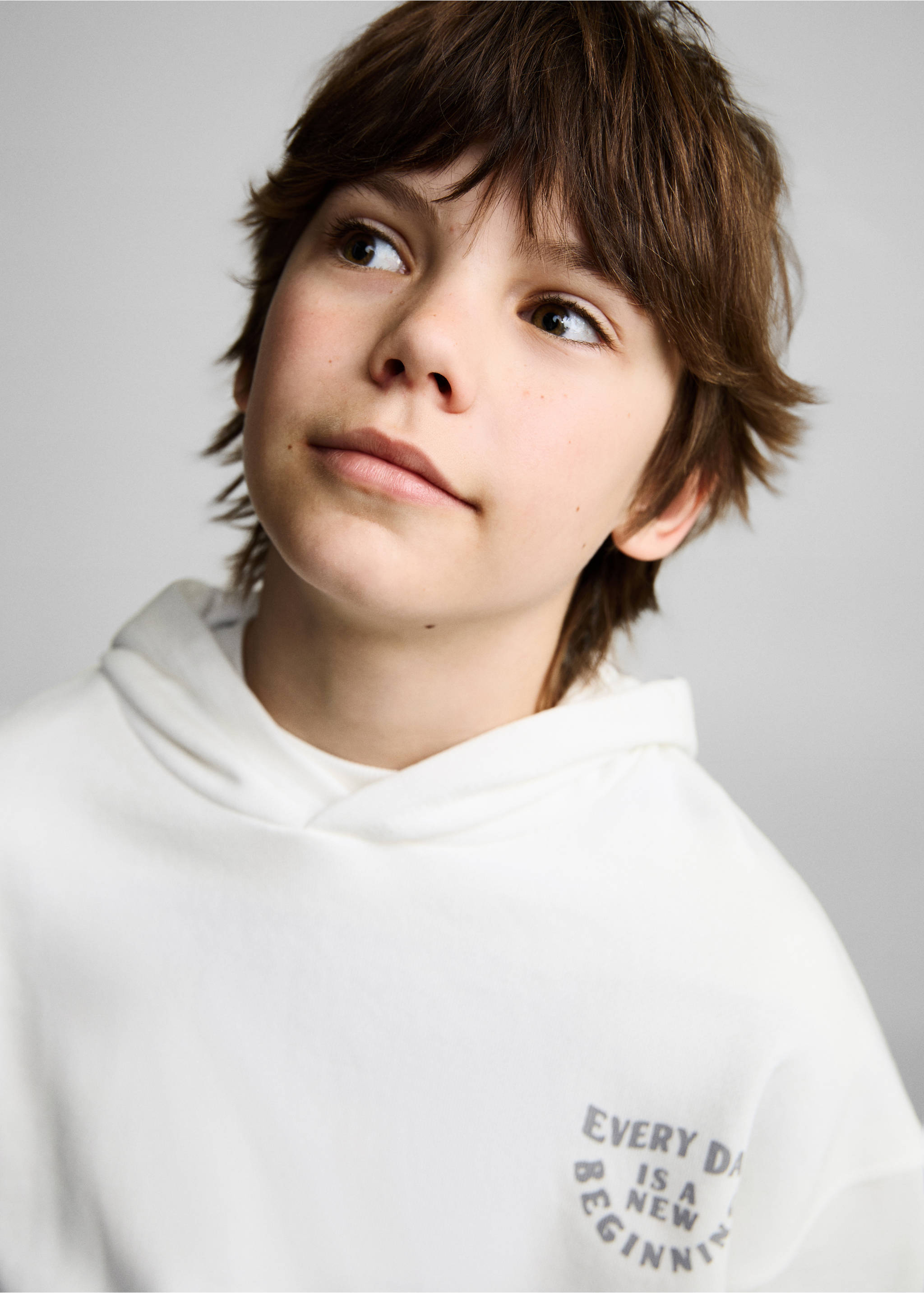 Cotton sweatshirt with printed message - Details of the article 1, Off White. Ref: 87035965-00.