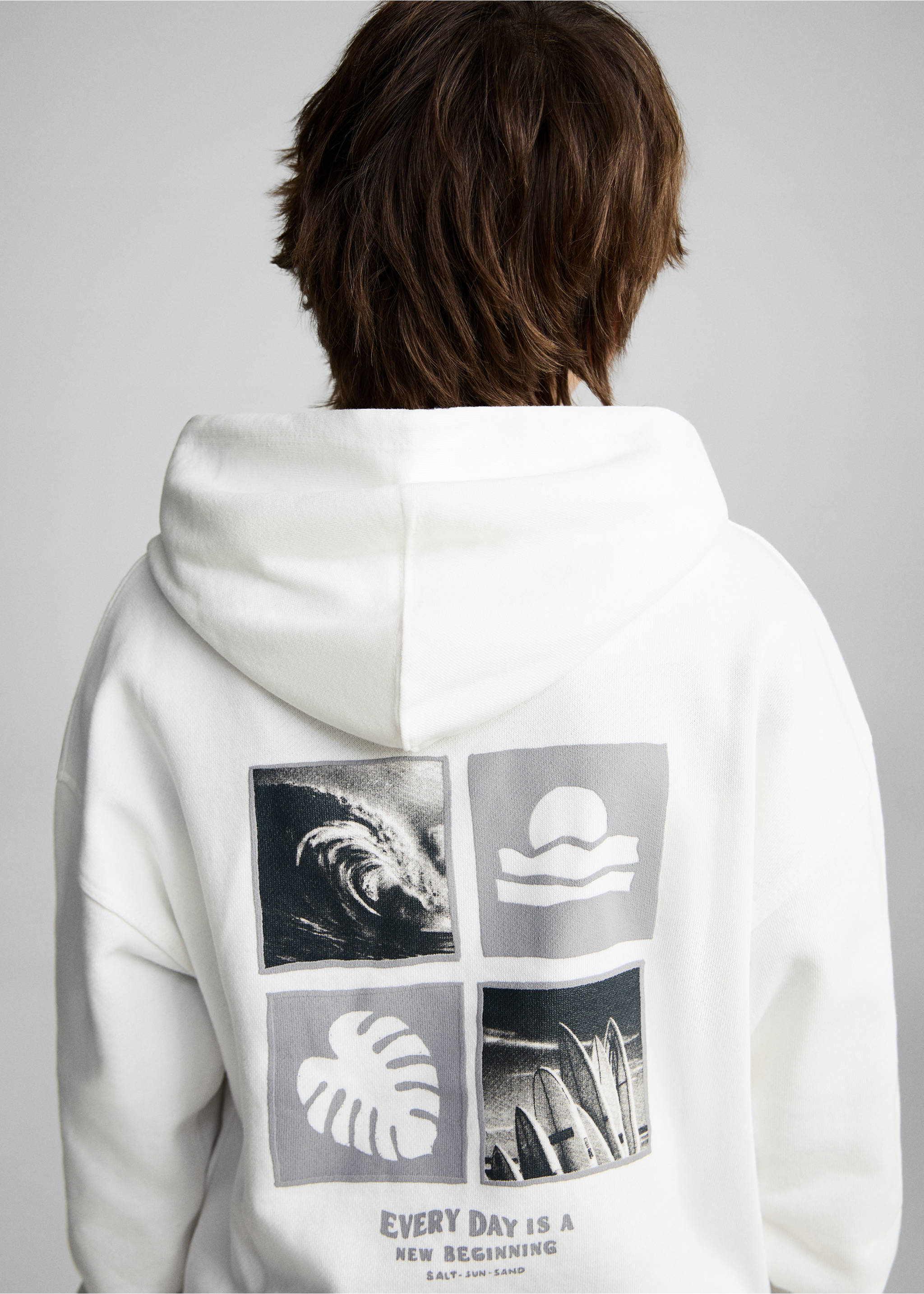 Cotton sweatshirt with printed message - Details of the article 3, Off White. Ref: 87035965-00.