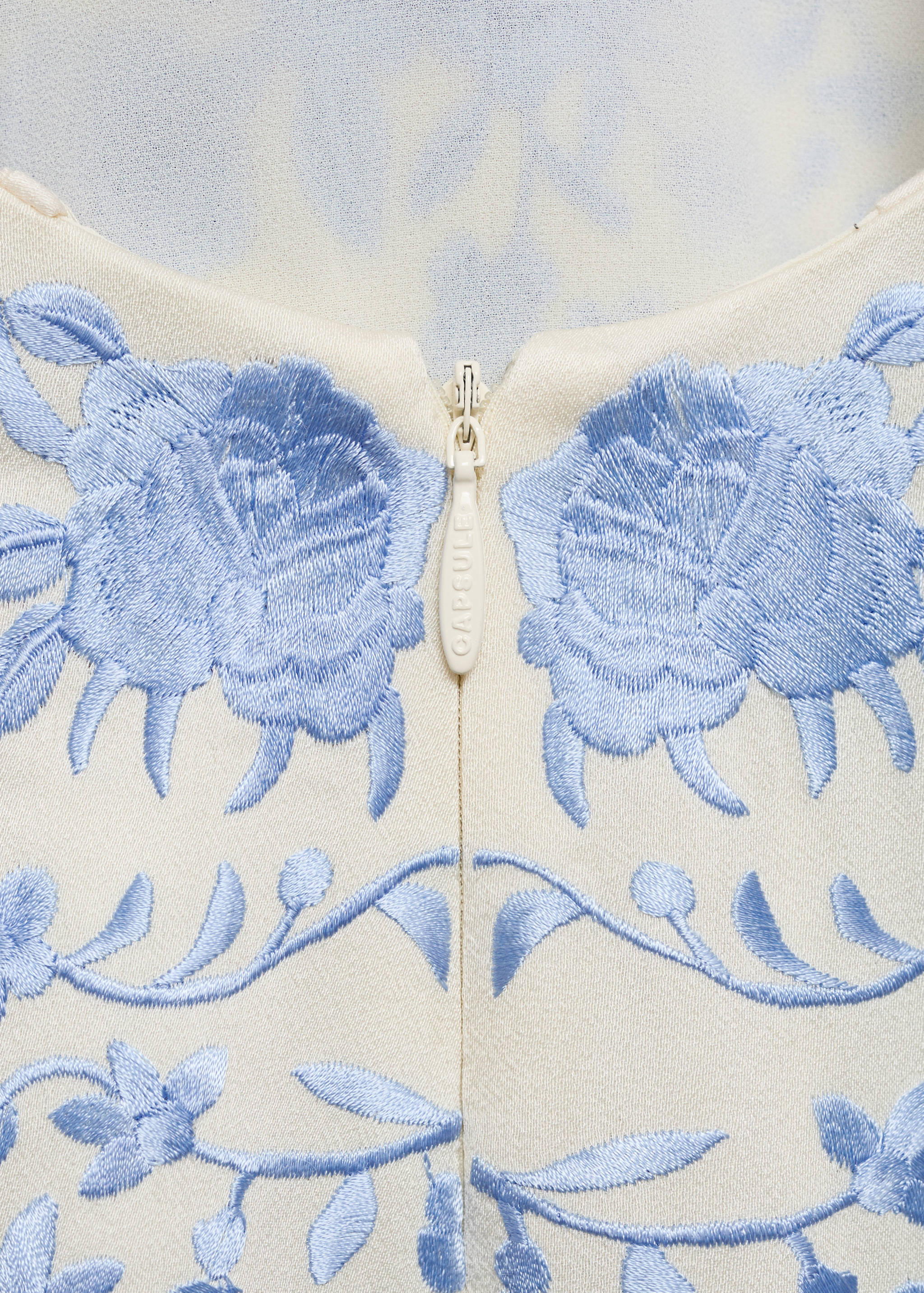 Floral-embroidered dress with fringe detail - Details of the article 0