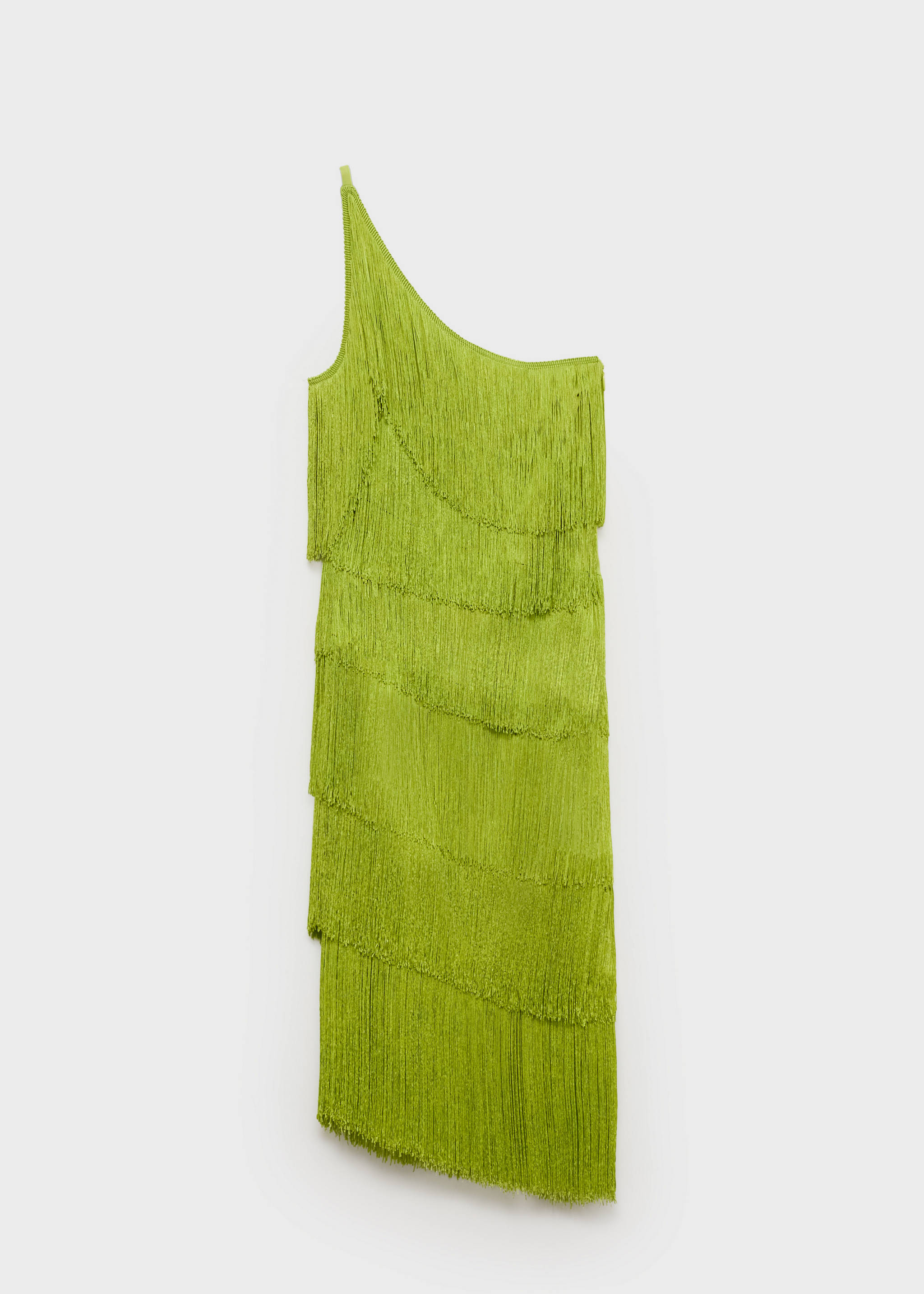 Vestido midi assimétrico com franjas - Verso do artigo