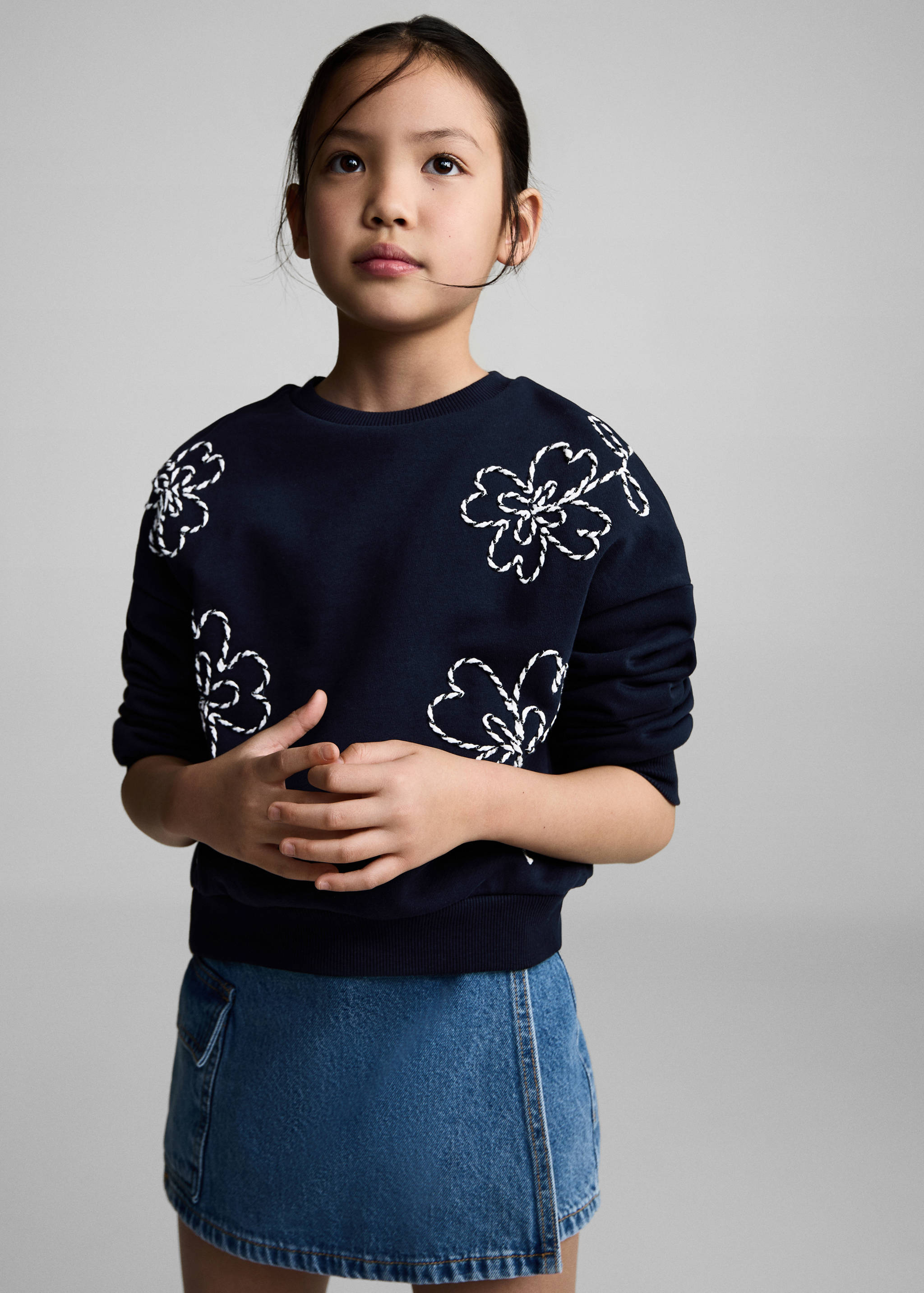 Embroidered floral cotton sweatshirt - Medium plane