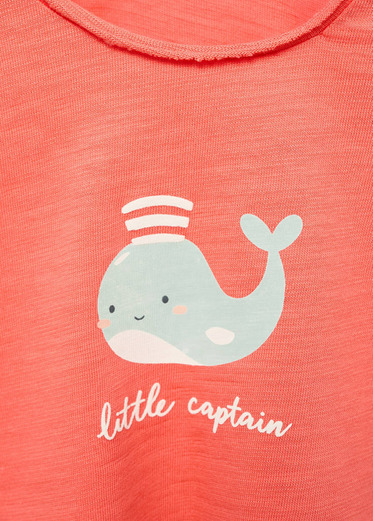 Printed cotton-blend t-shirt — Coral Red