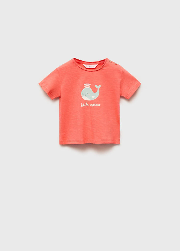 Printed cotton-blend t-shirt — Coral Red