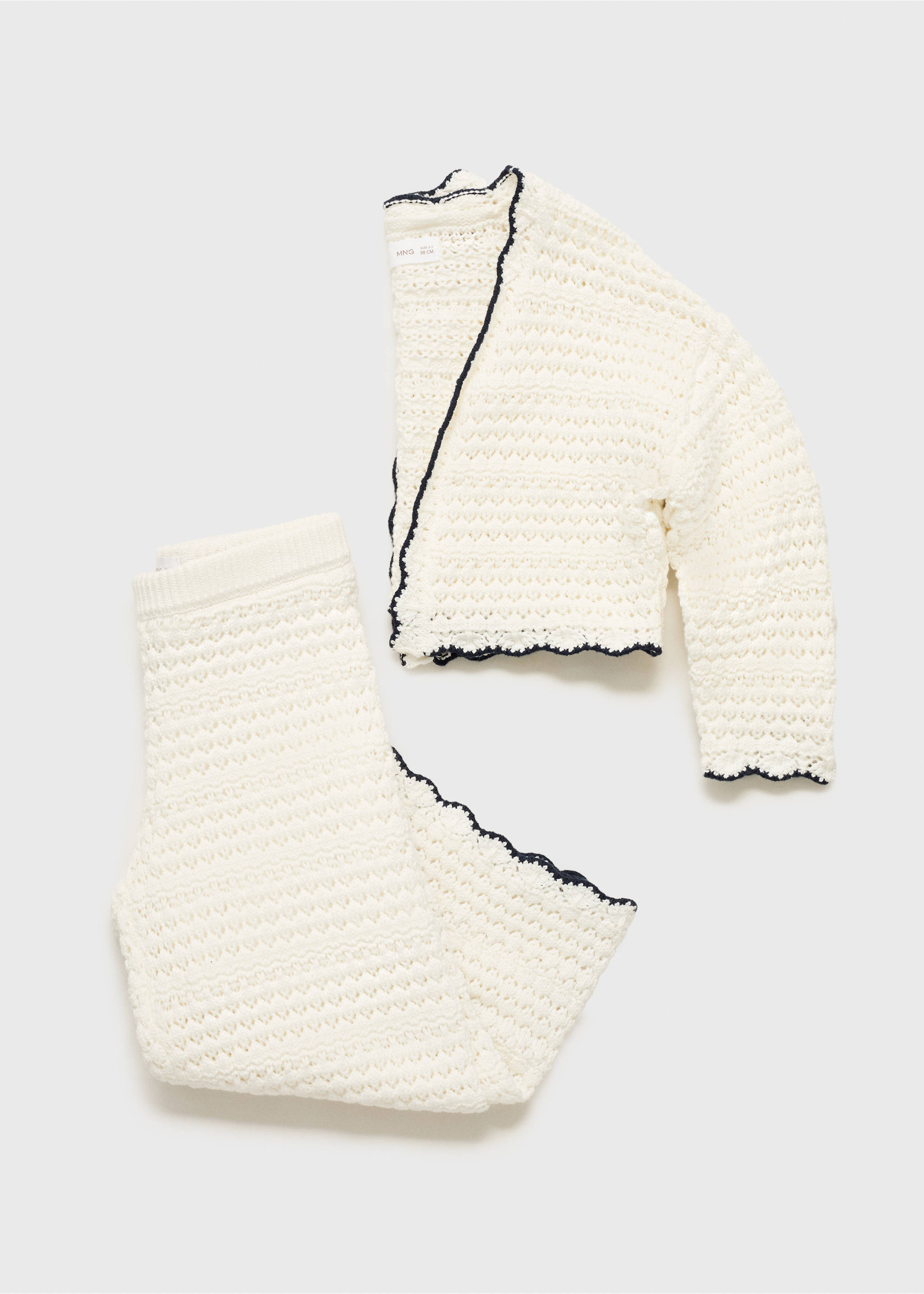 Contrast edge cardigan - Details of the article 8, White. Ref: 87035981-00.