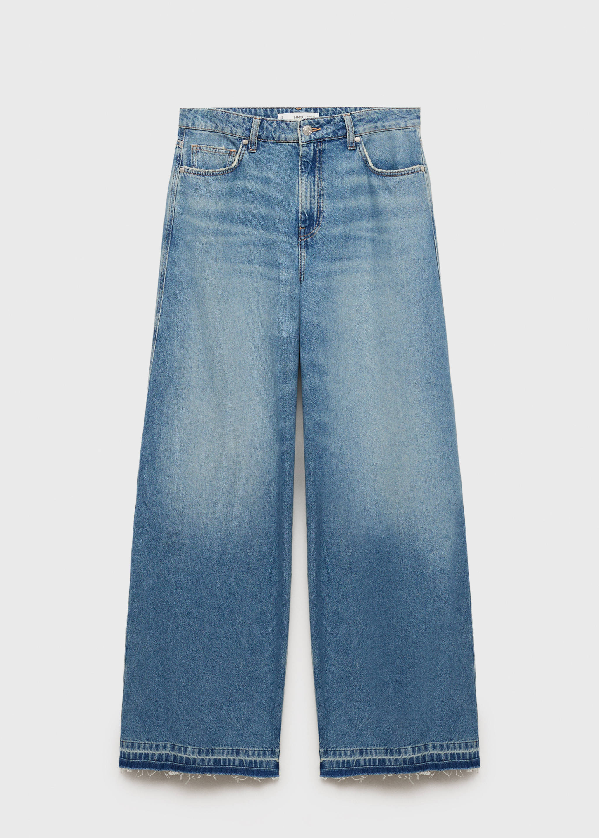 Wide leg jeans with frayed hem - Article without model