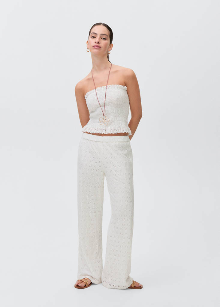 Ruched strapless top — Off White