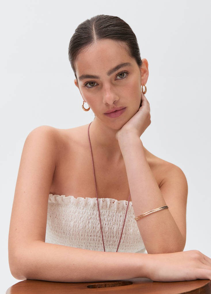 Ruched strapless top — Off White