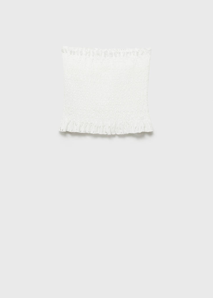 Ruched strapless top — Off White