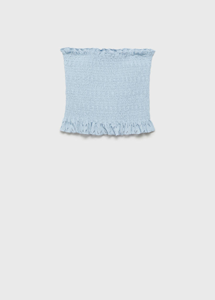 Ruched strapless top — Sky Blue