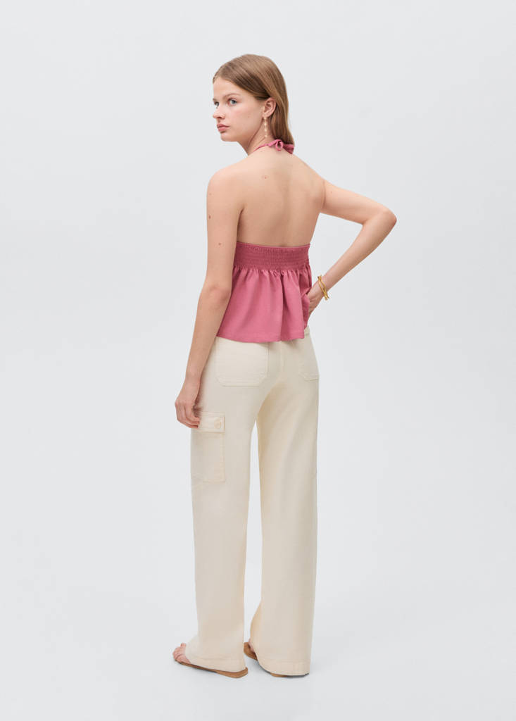 Ruffled top with bow — Pastel Pink