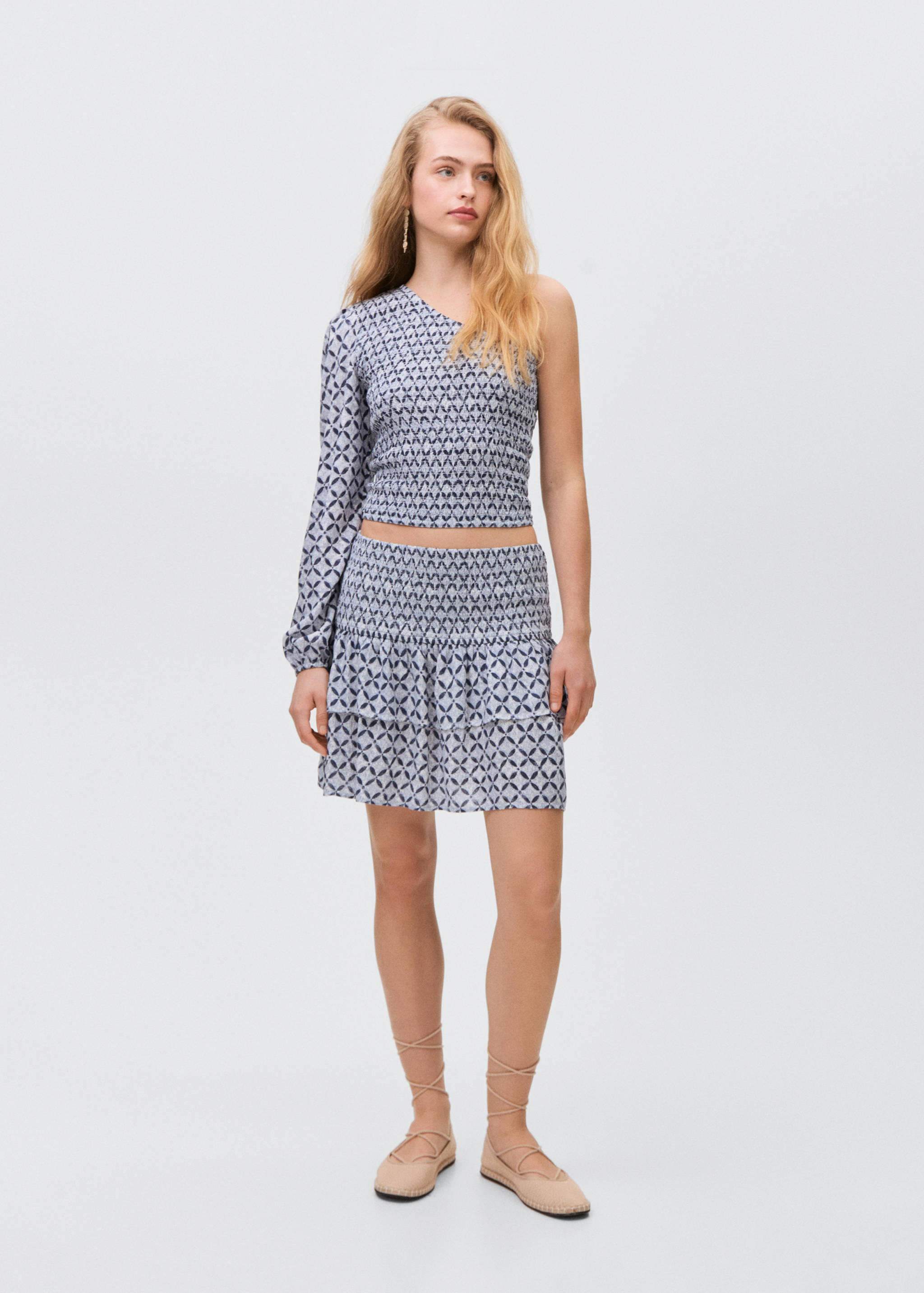 Printed skirt with ruffles - General plane