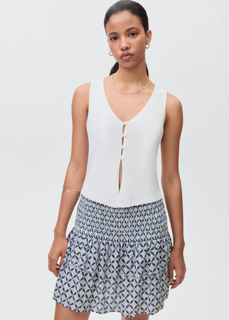 Printed skirt with ruffles — Dark Navy